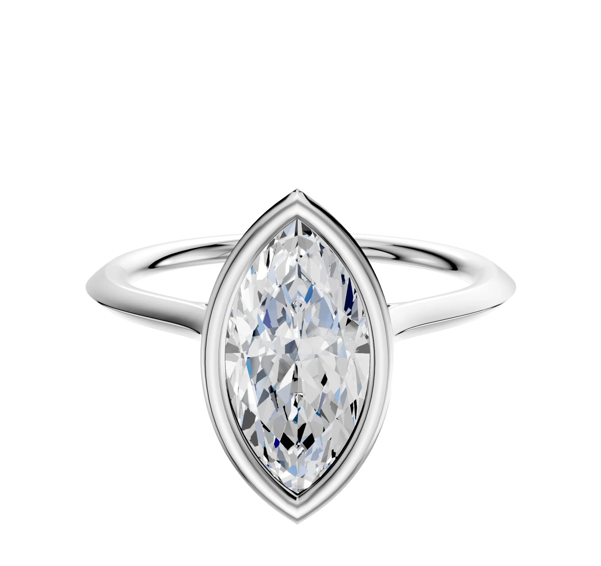 14K White Gold Bezel Full Bezel North/South Cathedral Knife Edge 1.5mm Engagement Ring