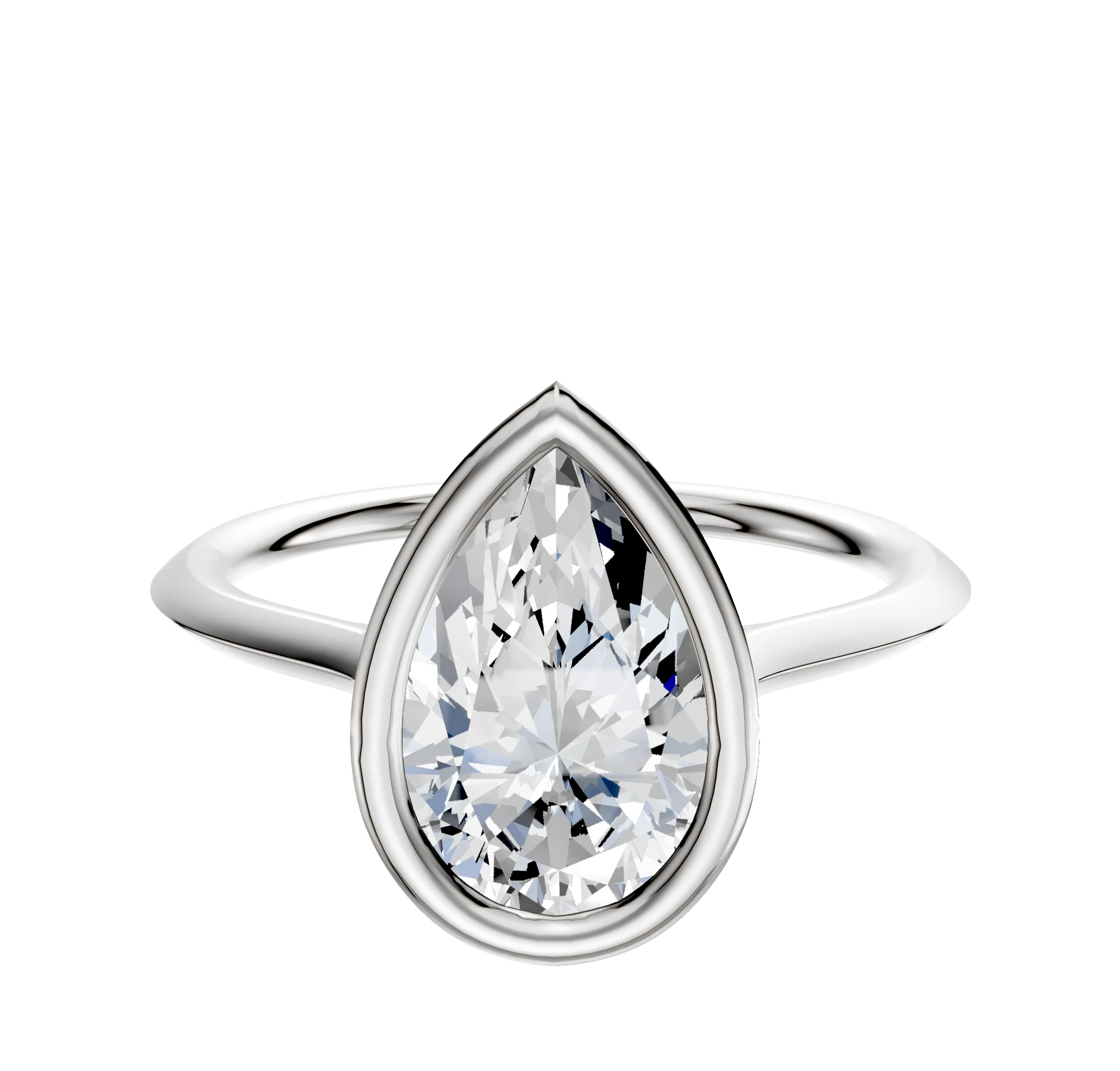 14K White Gold Bezel Full Bezel North/South Cathedral Knife Edge 1.5mm Engagement Ring
