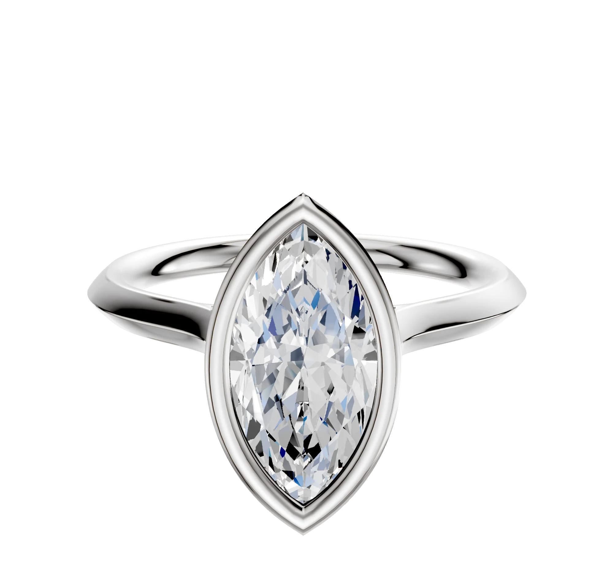 14K White Gold Bezel Full Bezel North/South Cathedral Knife Edge 2.0mm Engagement Ring