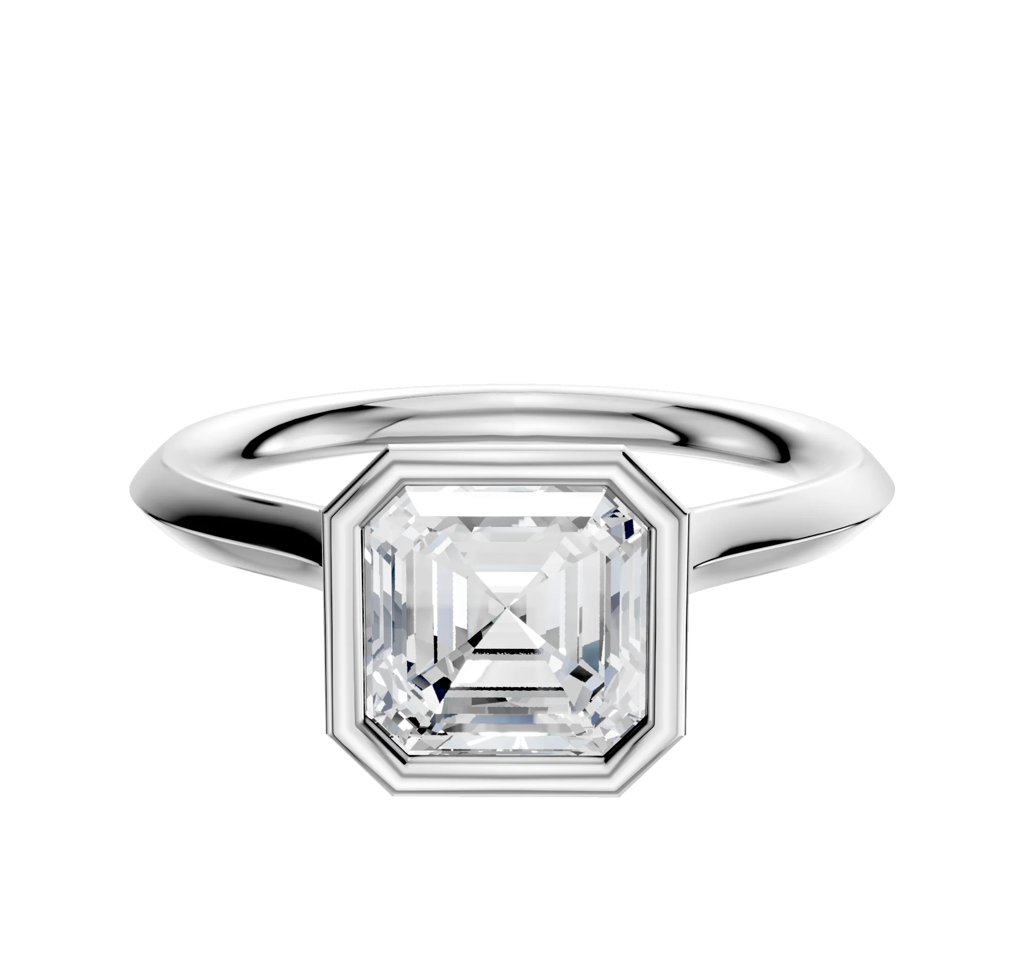 14K White Gold Bezel Full Bezel North/South Cathedral Knife Edge 2.0mm Engagement Ring