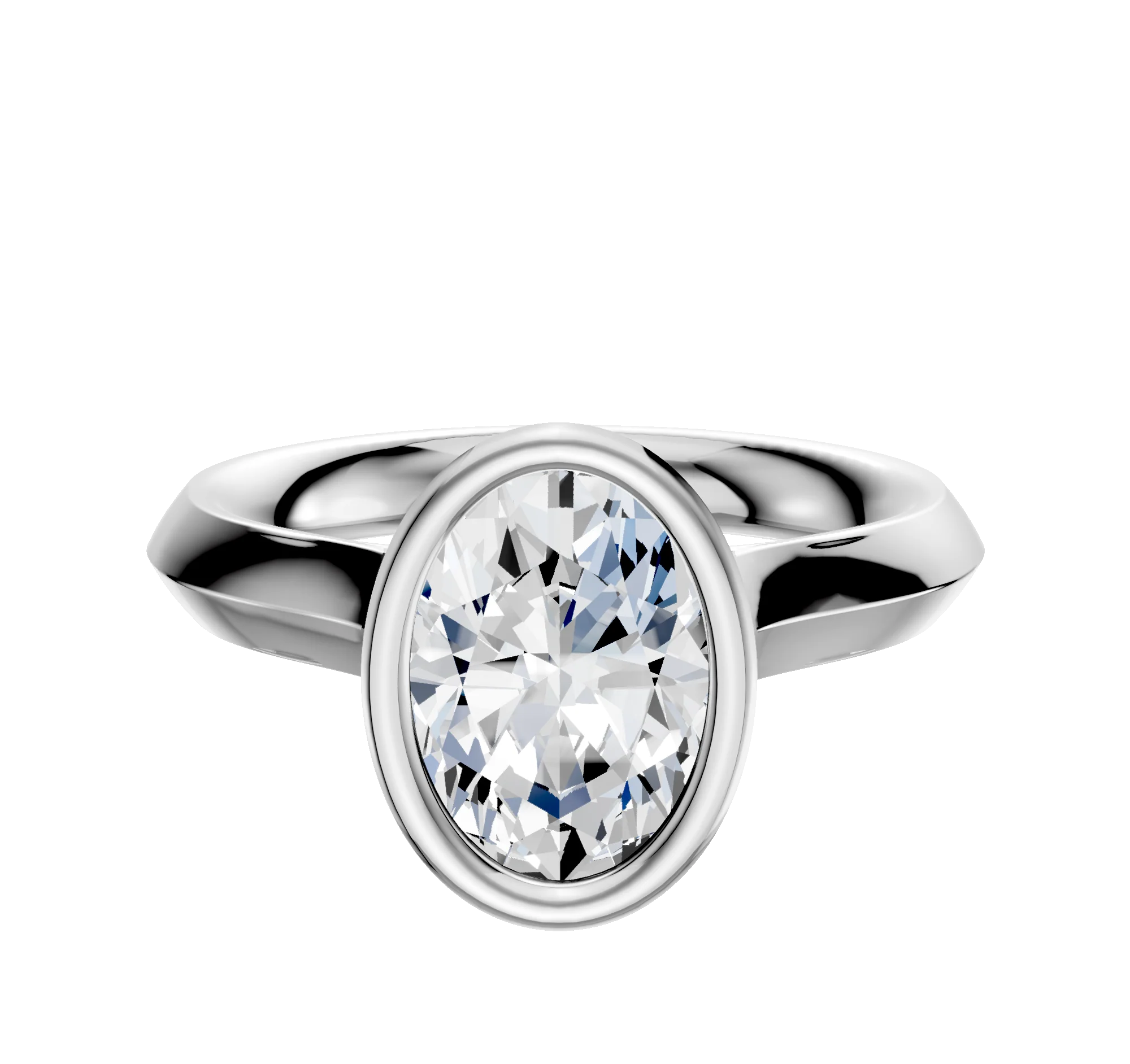 14K White Gold Bezel Full Bezel North/South Cathedral Knife Edge 3.0mm Engagement Ring