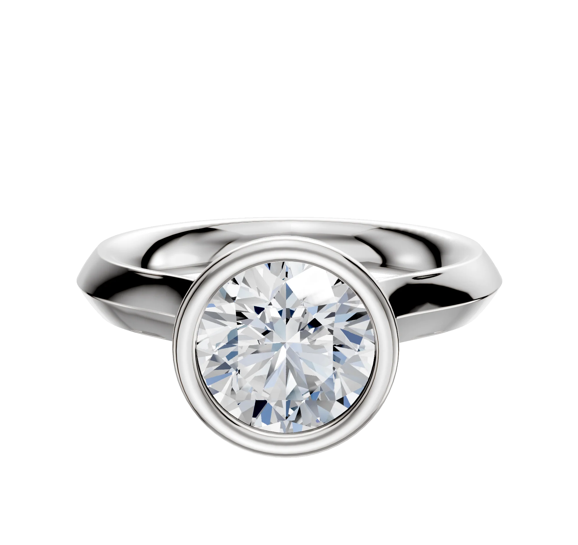 14K White Gold Bezel Full Bezel North/South Cathedral Knife Edge 3.0mm Engagement Ring