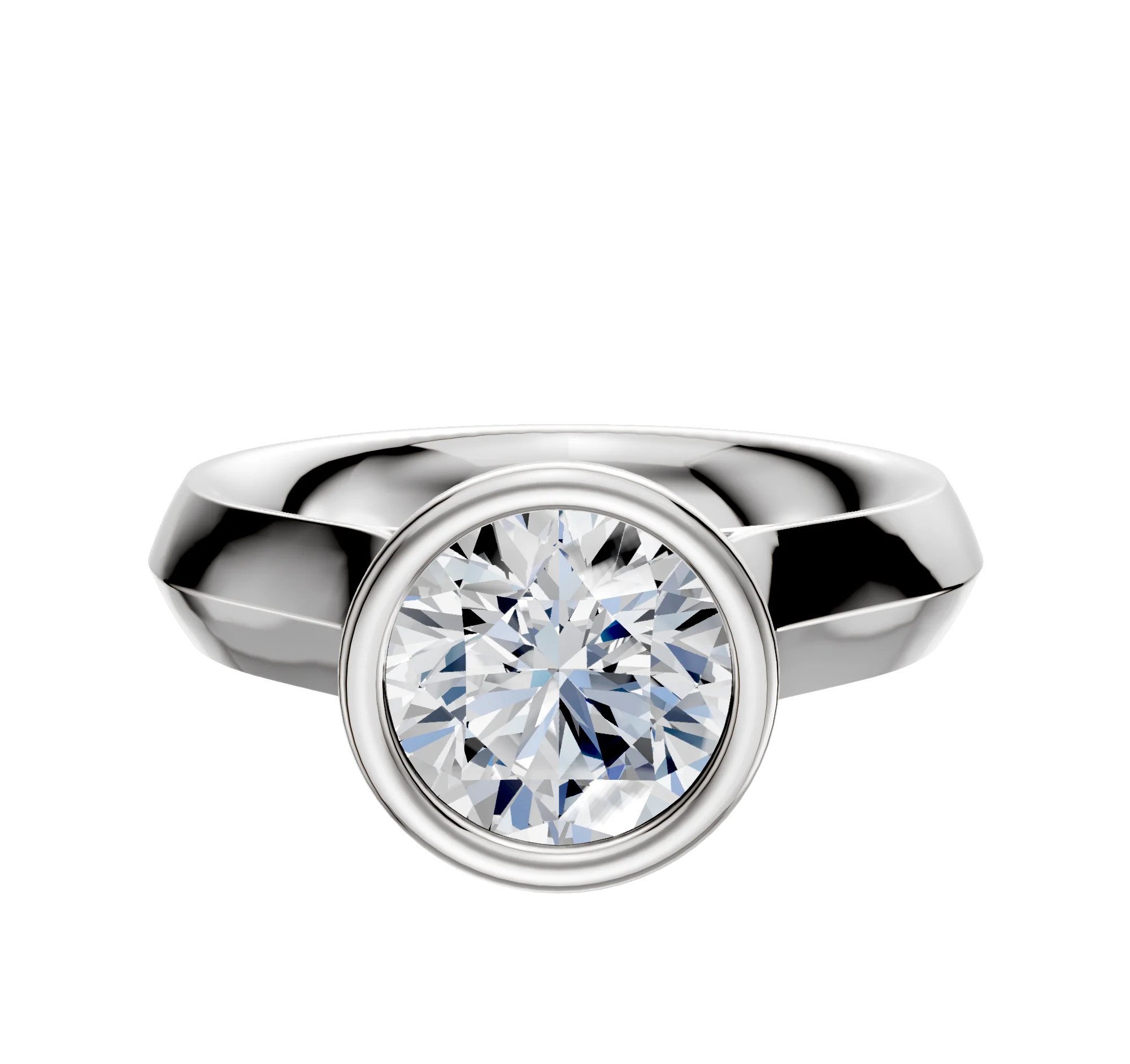 14K White Gold Bezel Full Bezel North/South Cathedral Knife Edge 4.0mm Engagement Ring