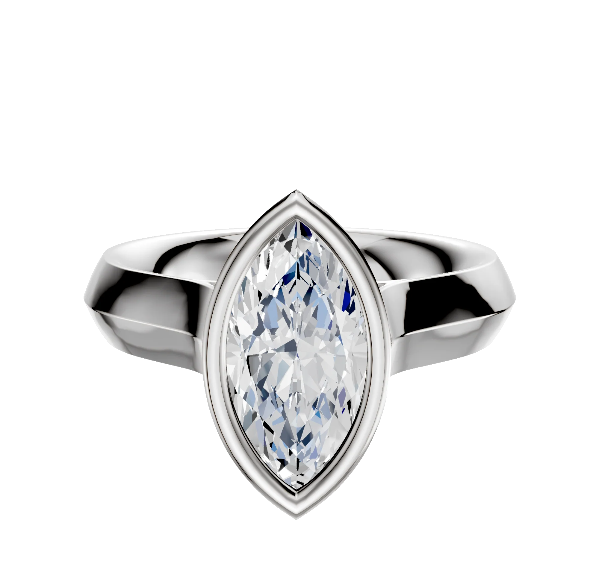 14K White Gold Bezel Full Bezel North/South Cathedral Knife Edge 4.0mm Engagement Ring