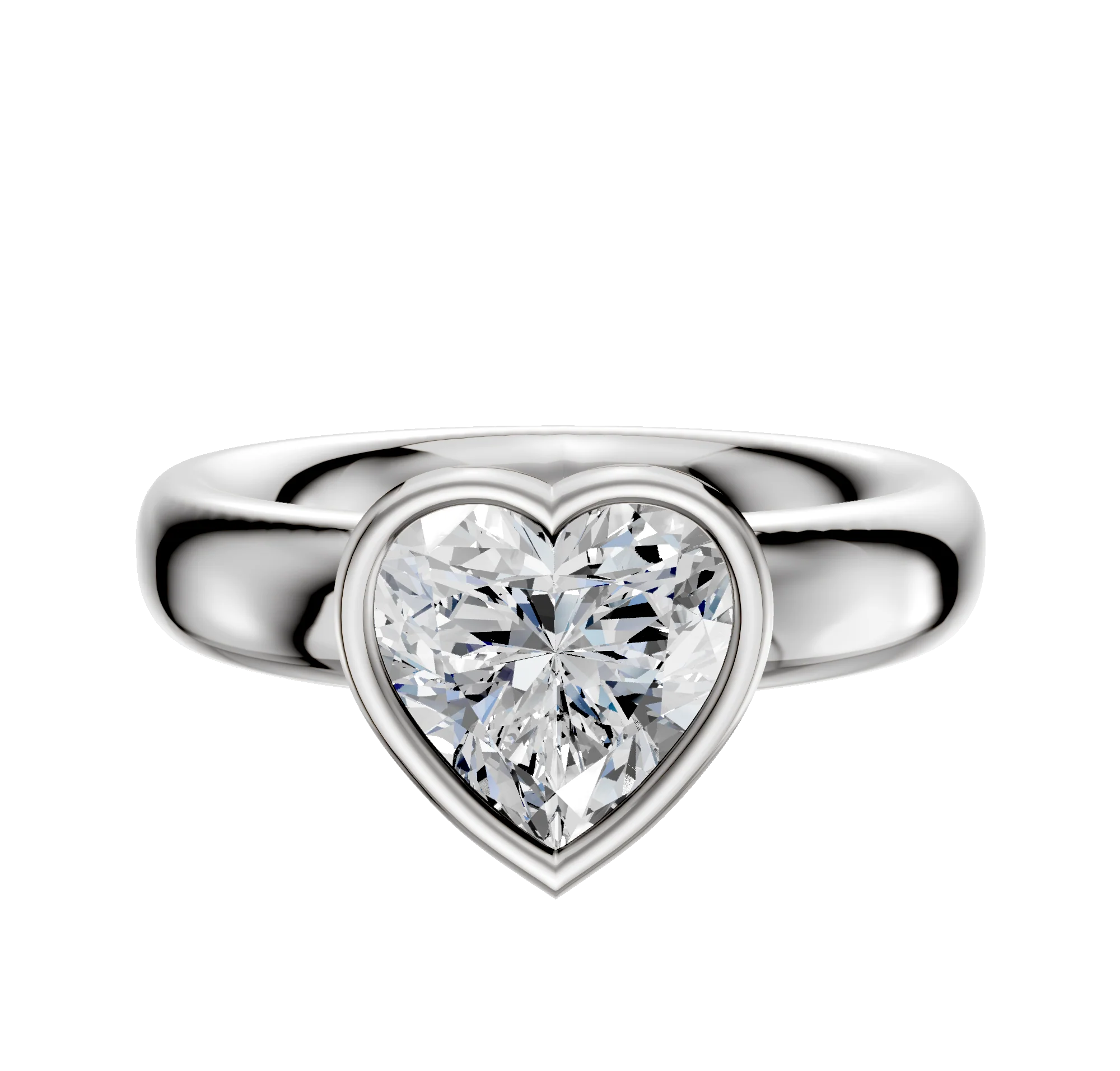 14K White Gold Bezel Full Bezel North/South Classic Dome 4.0mm Engagement Ring