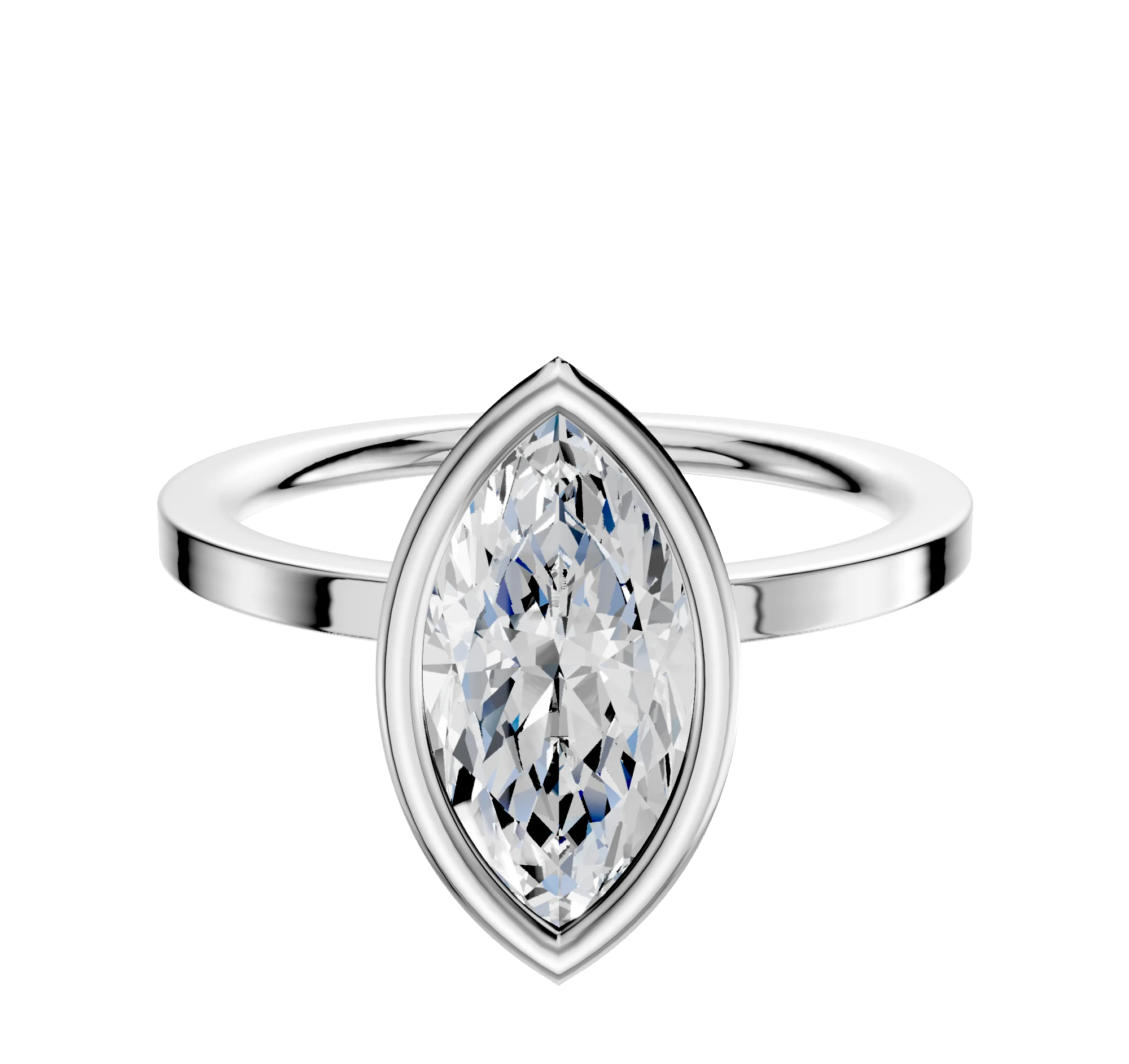 14K White Gold Bezel Full Bezel North/South Classic Flat 1.5mm Engagement Ring