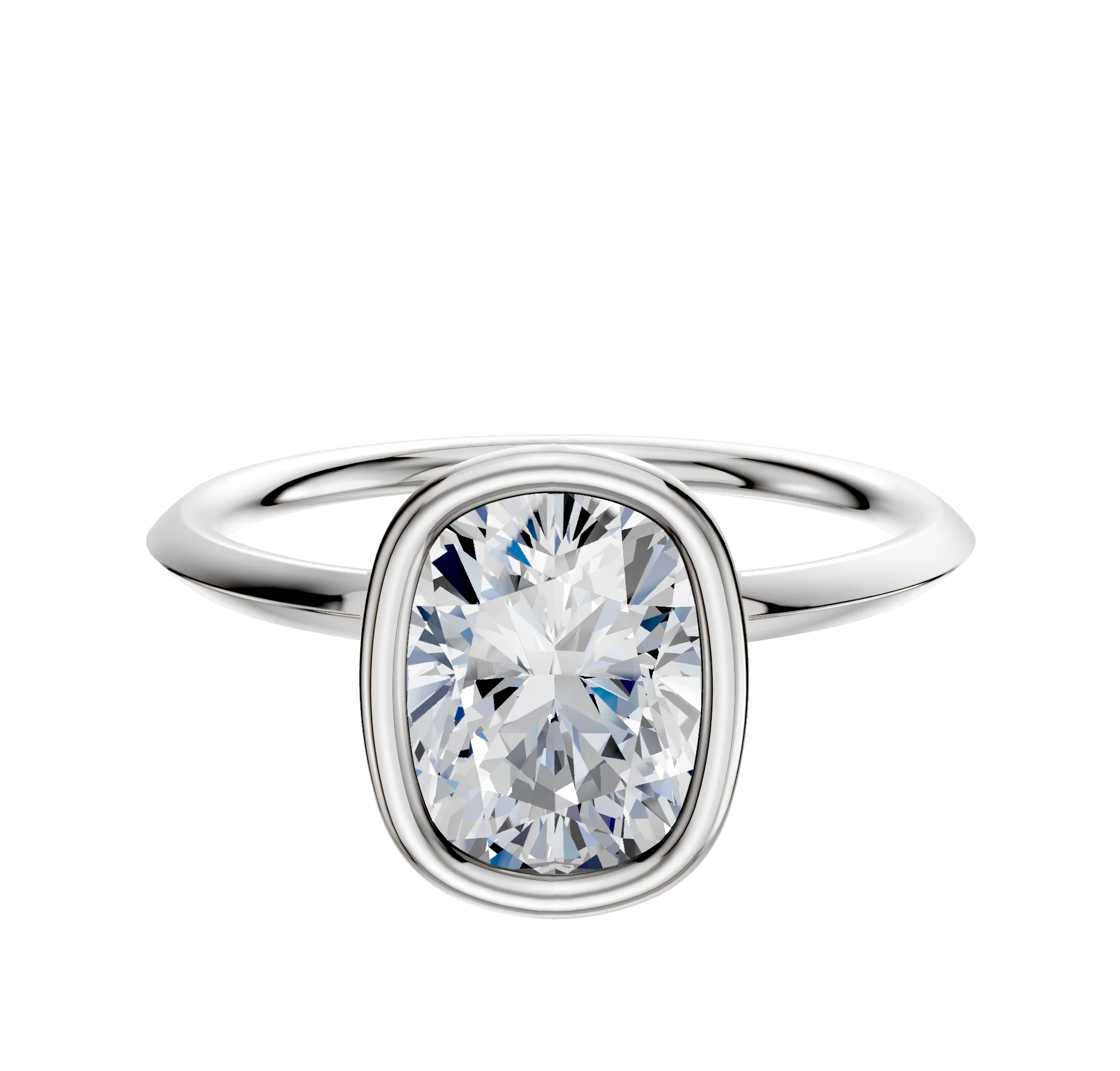 14K White Gold Bezel Full Bezel North/South Classic Knife Edge 1.5mm Engagement Ring