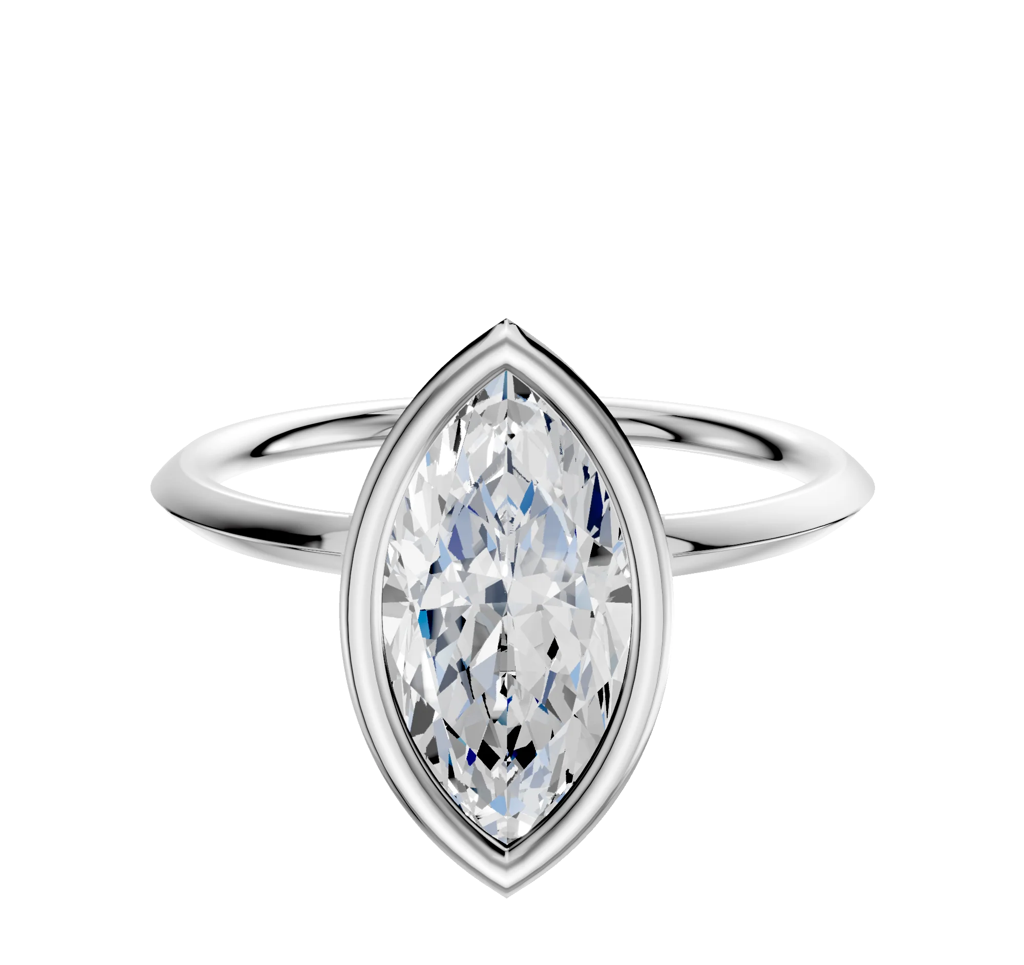 14K White Gold Bezel Full Bezel North/South Classic Knife Edge 1.5mm Engagement Ring