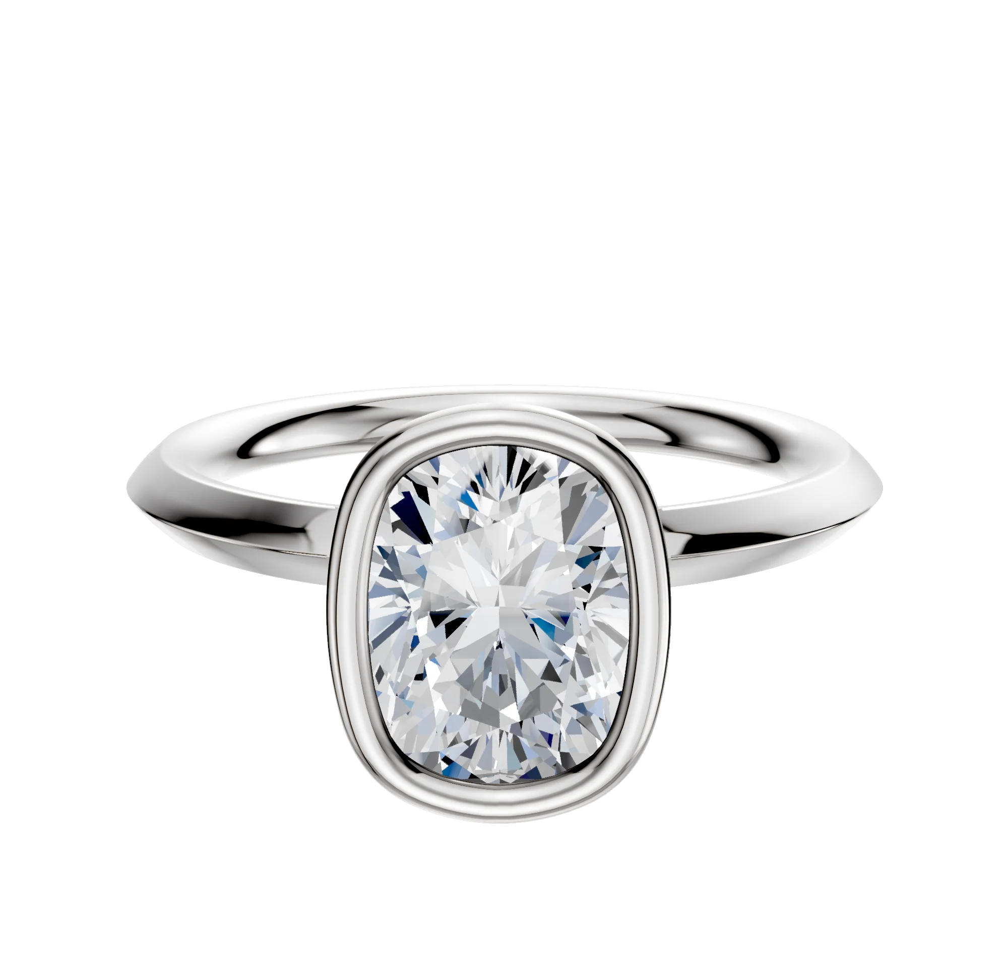 14K White Gold Bezel Full Bezel North/South Classic Knife Edge 2.0mm Engagement Ring