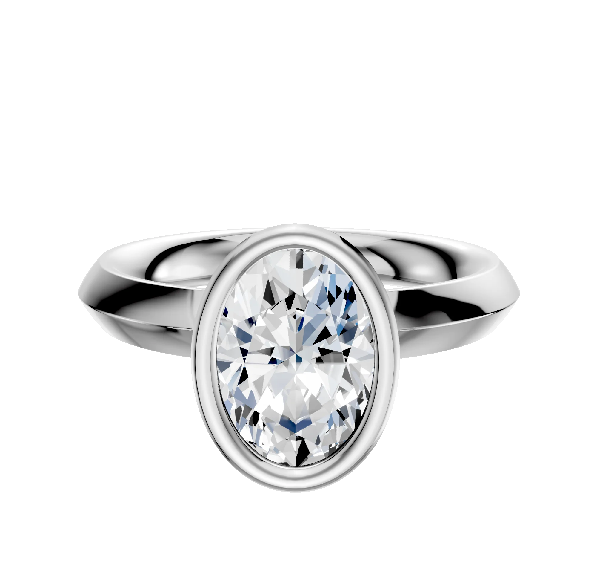 14K White Gold Bezel Full Bezel North/South Classic Knife Edge 3.0mm Engagement Ring