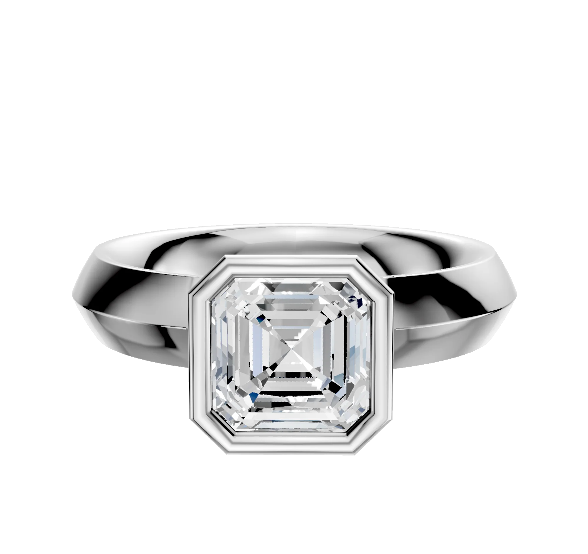 14K White Gold Bezel Full Bezel North/South Classic Knife Edge 4.0mm Engagement Ring