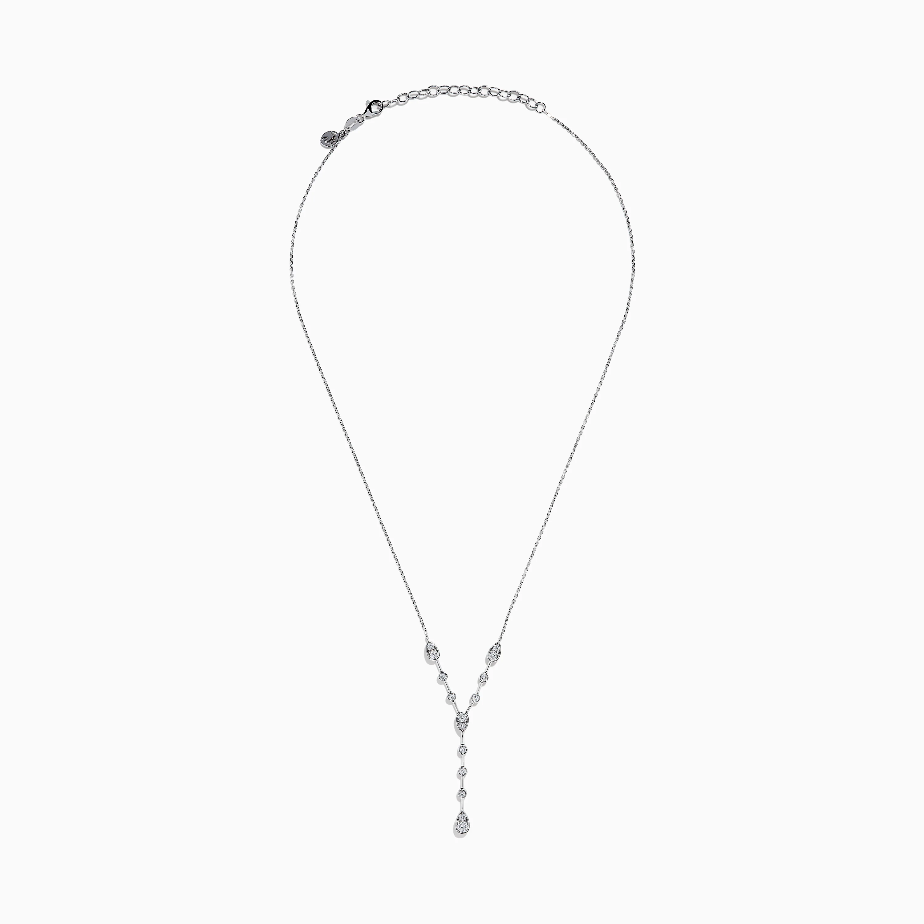14K White Gold Bezel-Set Diamond Lariat Necklace - Image 3