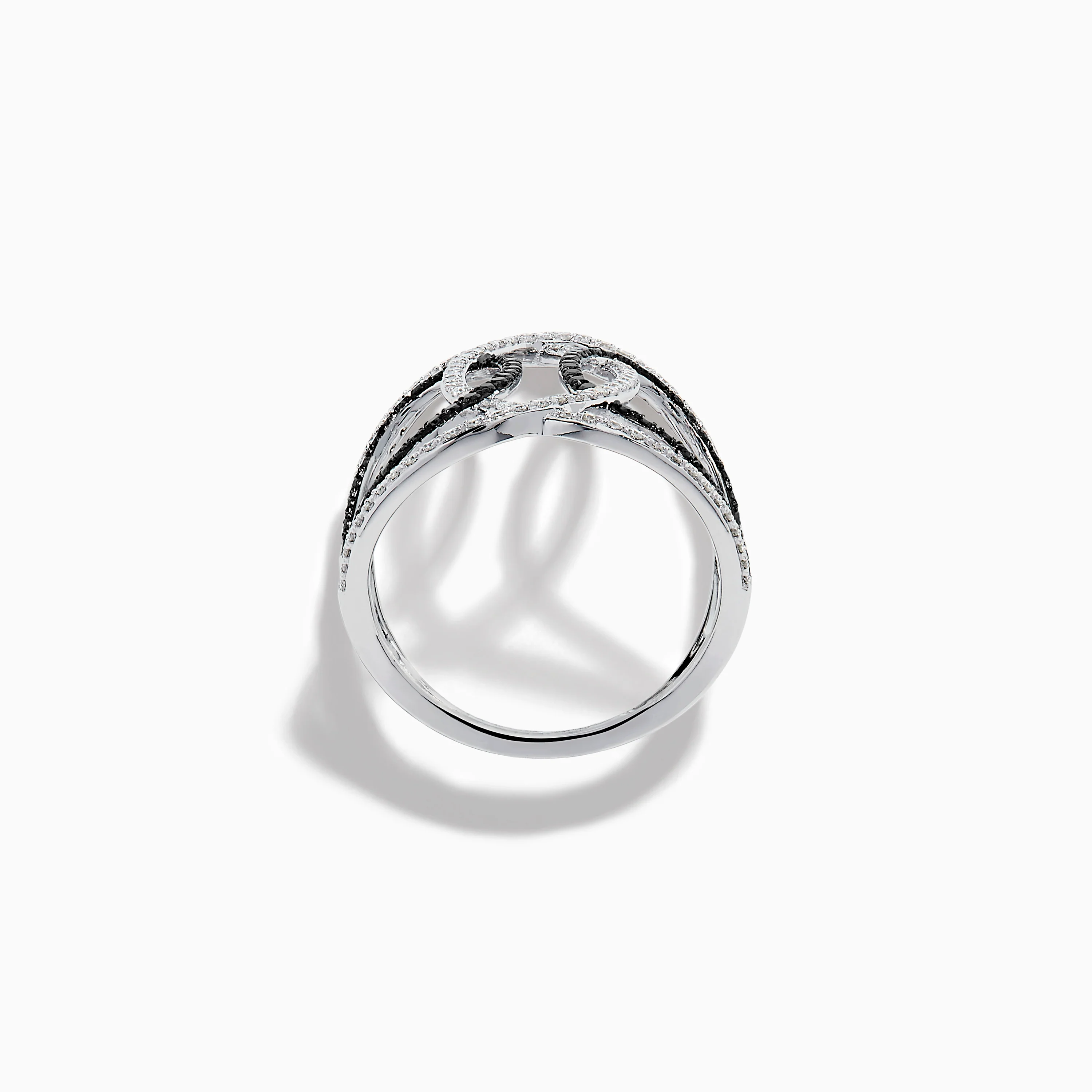 14K White Gold Black and White Diamond Intertwined Ring - Image 3