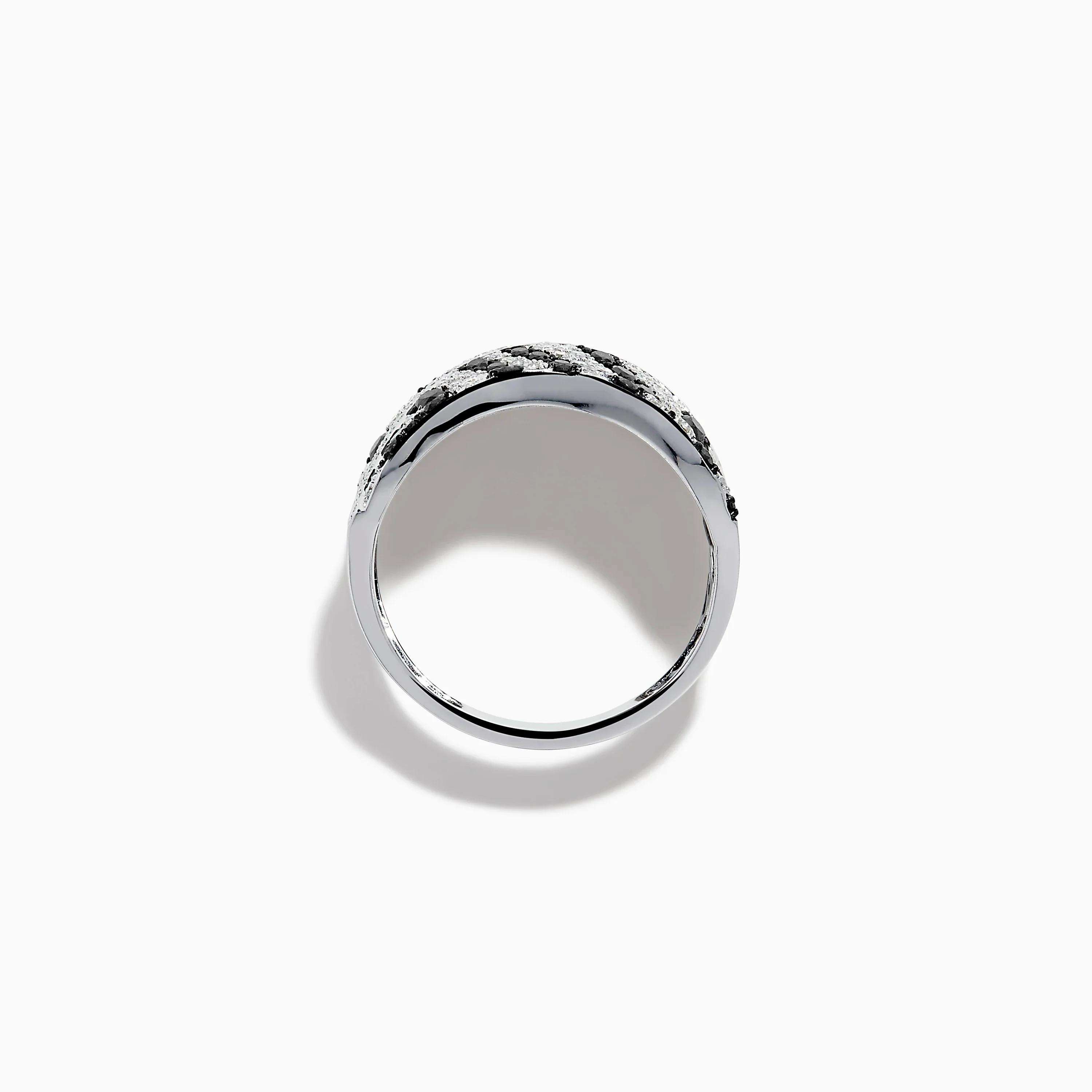 14K White Gold Black and White Diamond Zebra Print Ring - Image 3