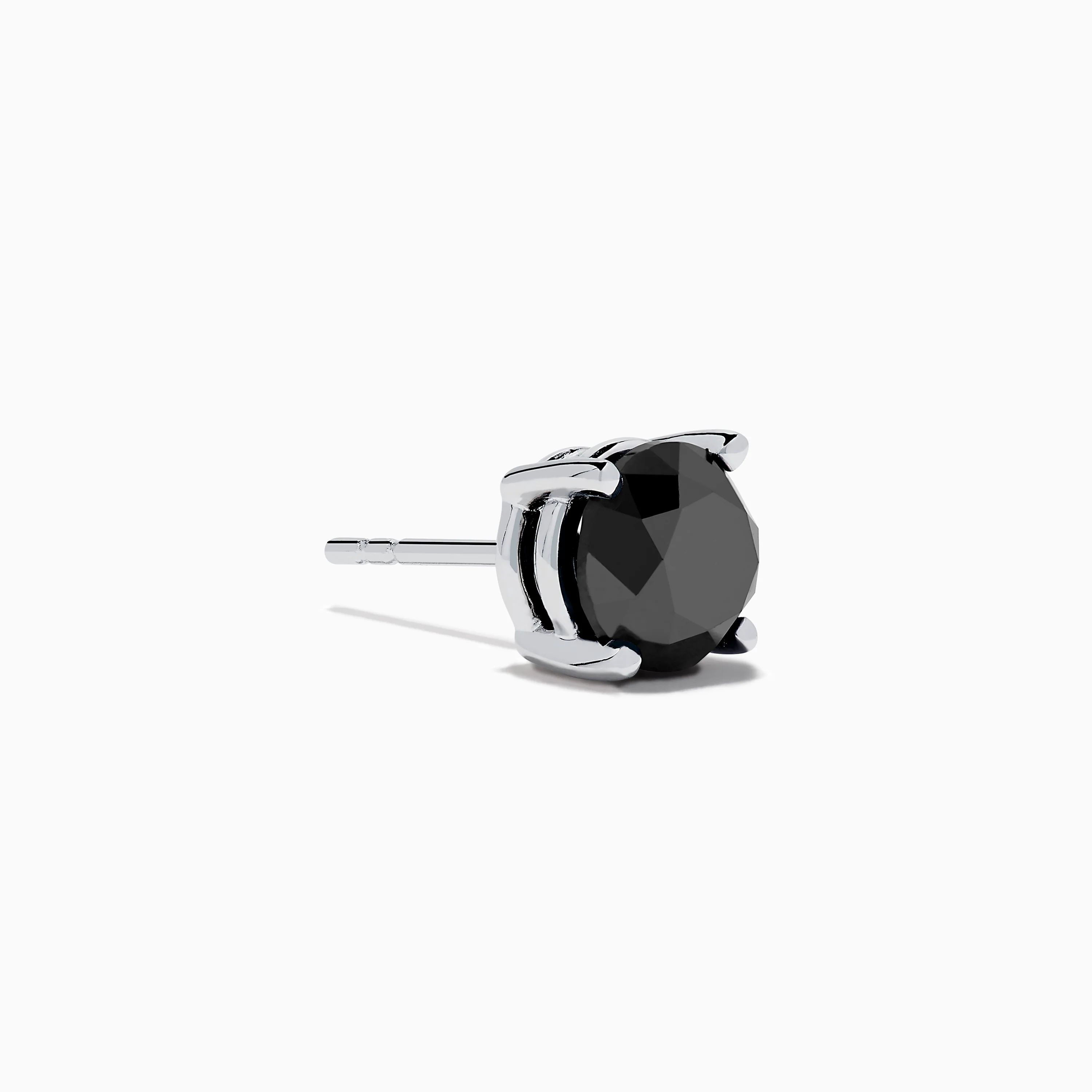 14K White Gold Black Diamond 4.00ct Solitaire Stud Earrings - Image 3