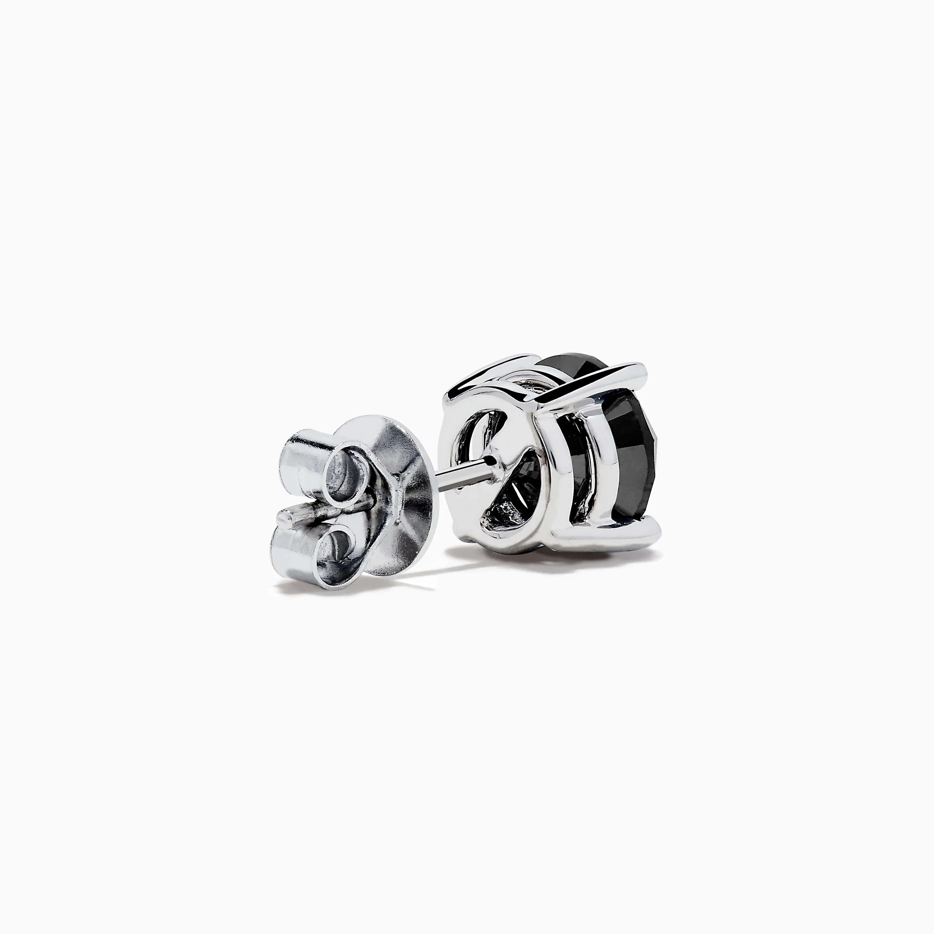 14K White Gold Black Diamond 4.00ct Solitaire Stud Earrings - Image 4