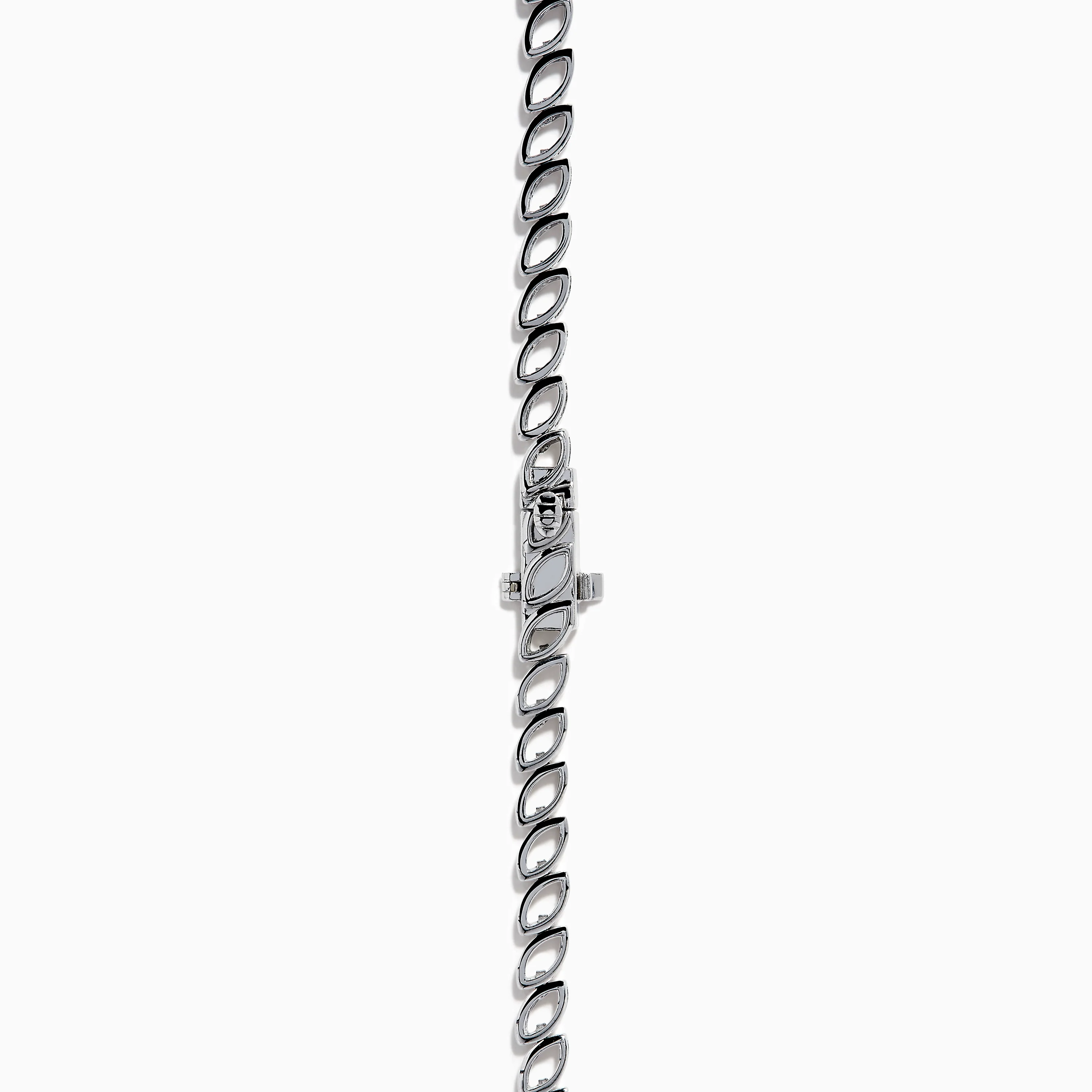 14K White Gold Blue Sapphire and Diamond Leaf Motif Necklace - Image 4
