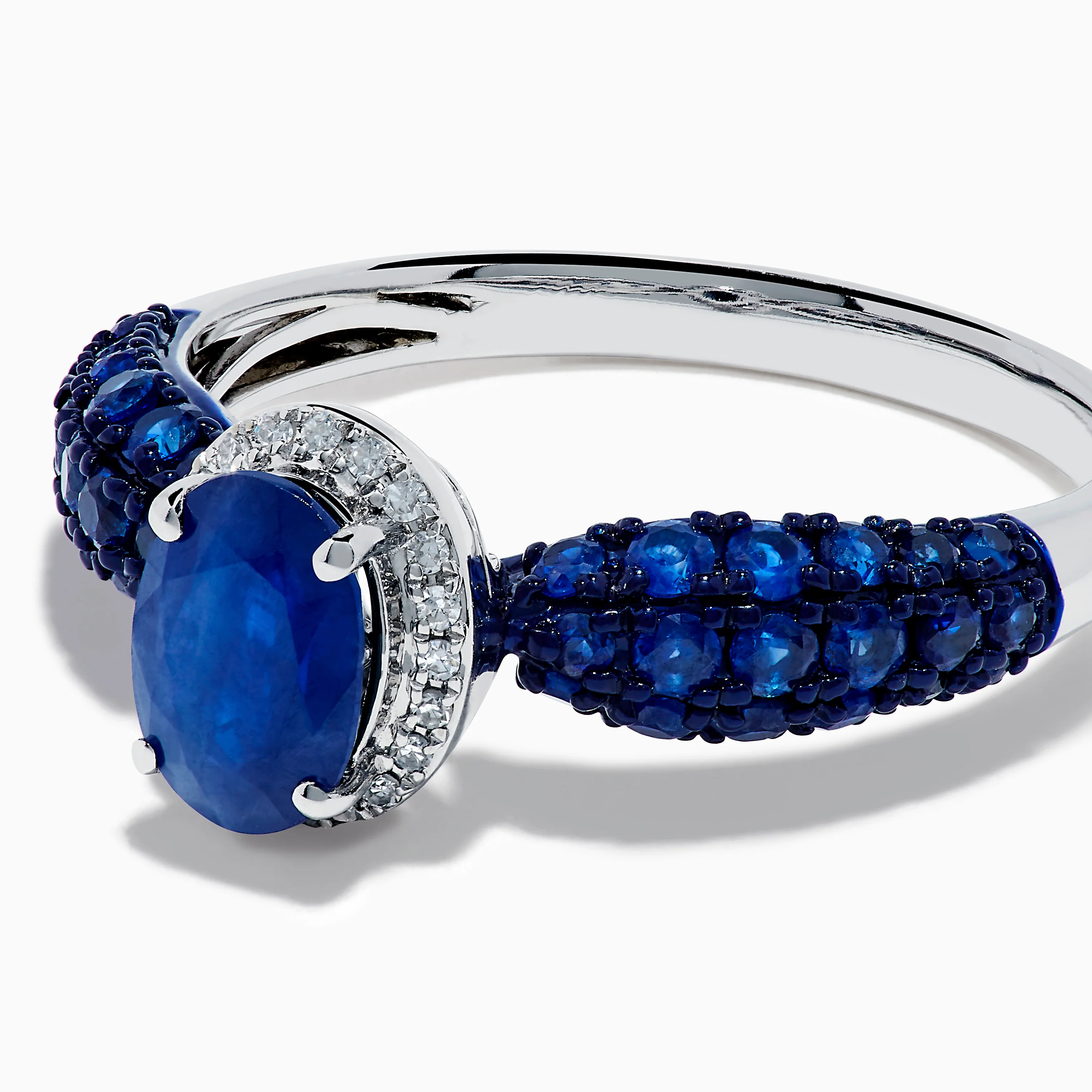 14K White Gold Blue Sapphire and Diamond Ring - Image 2