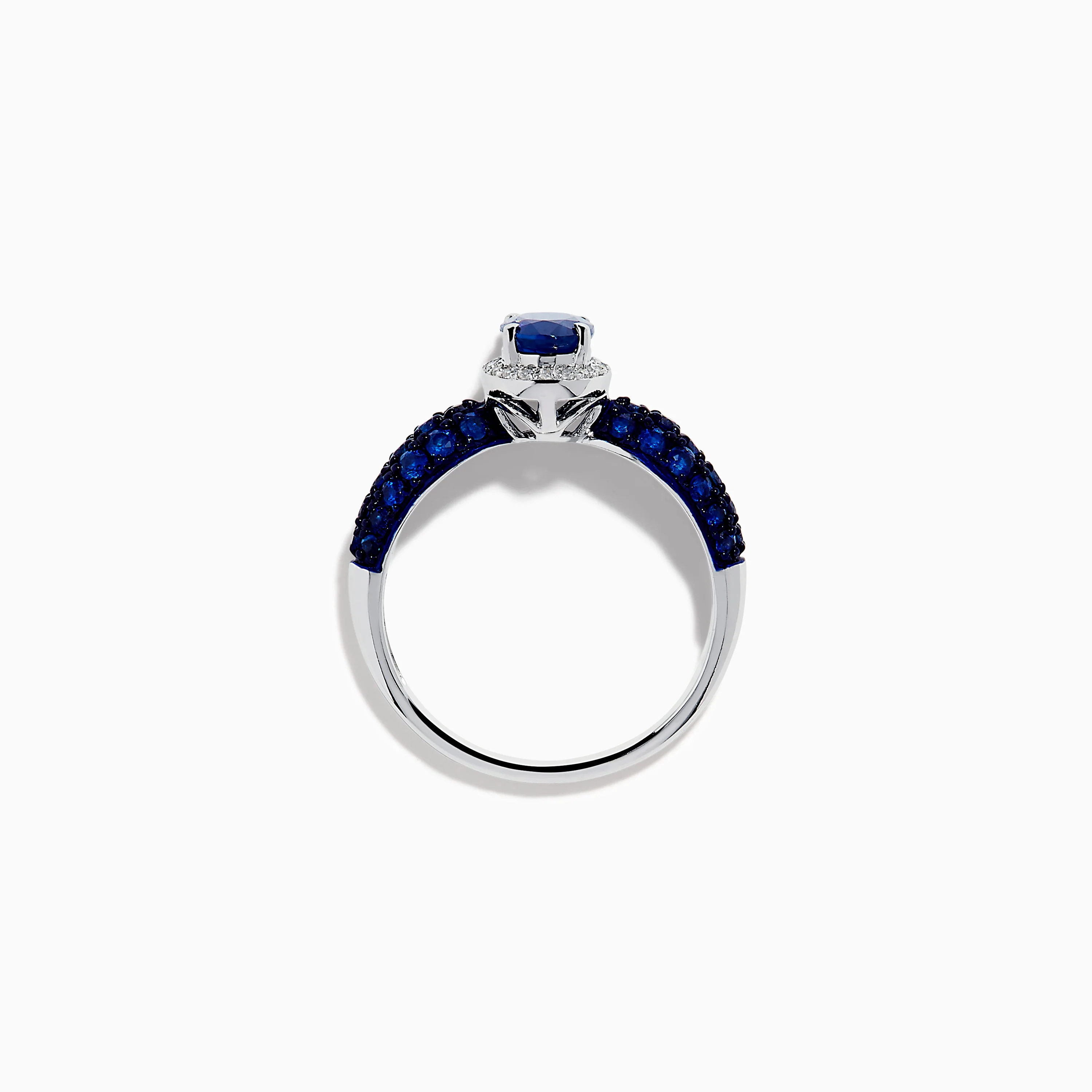 14K White Gold Blue Sapphire and Diamond Ring - Image 3