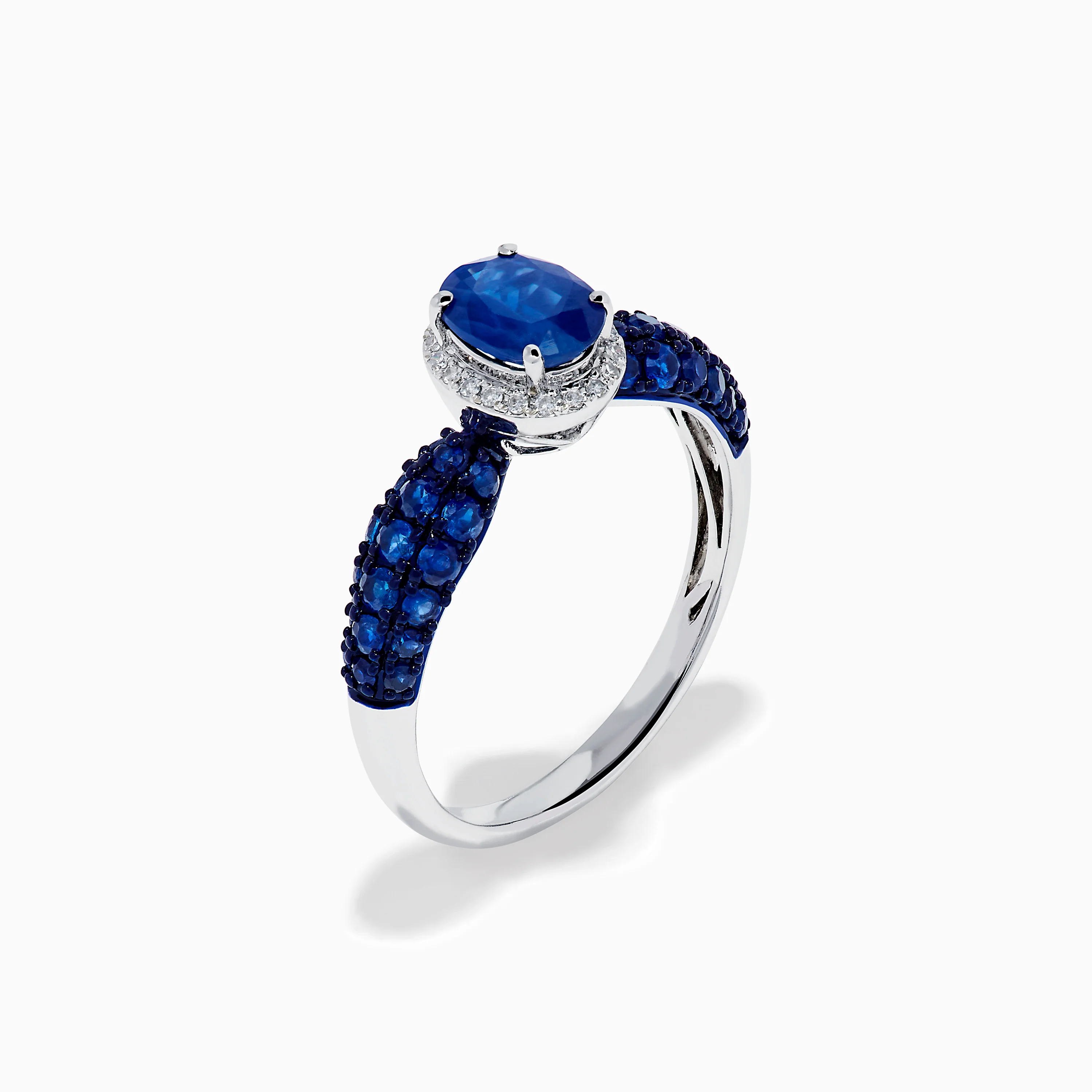 14K White Gold Blue Sapphire and Diamond Ring - Image 4