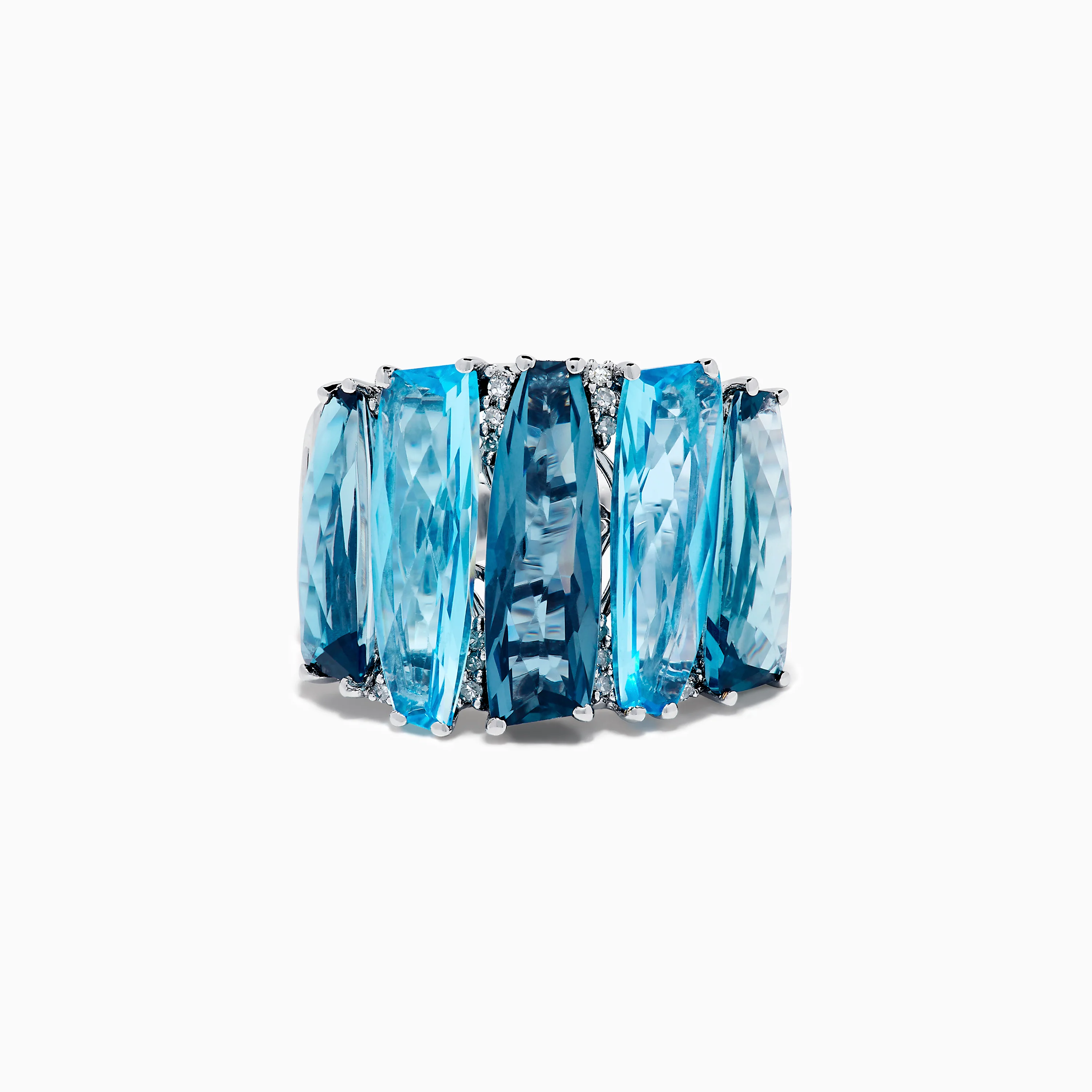 14K White Gold Blue Topaz and Diamond Statement Ring