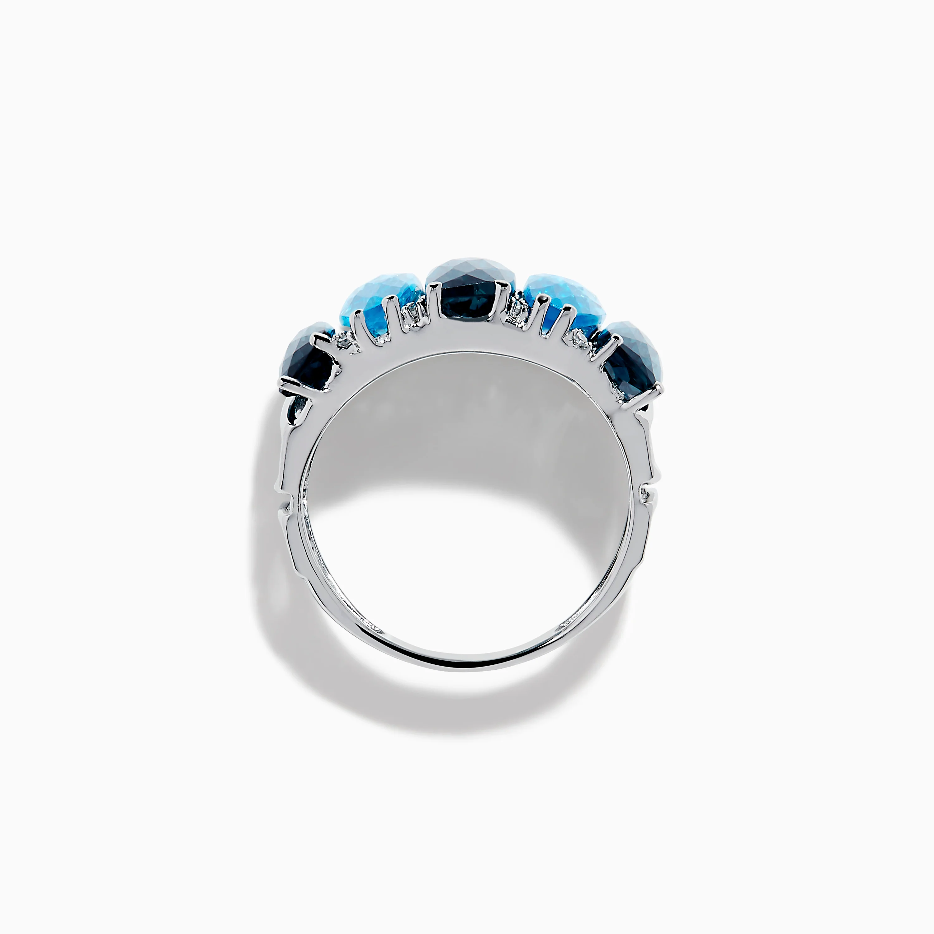 14K White Gold Blue Topaz and Diamond Statement Ring - Image 3