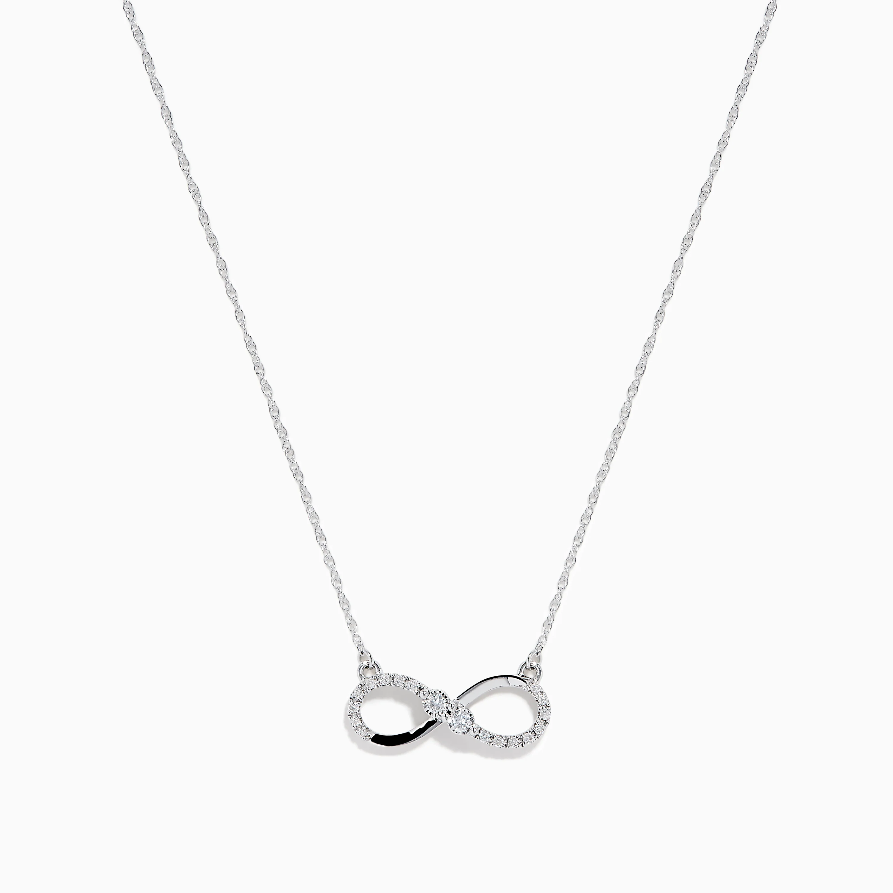 14K White Gold Diamond Accented Infinity Necklace