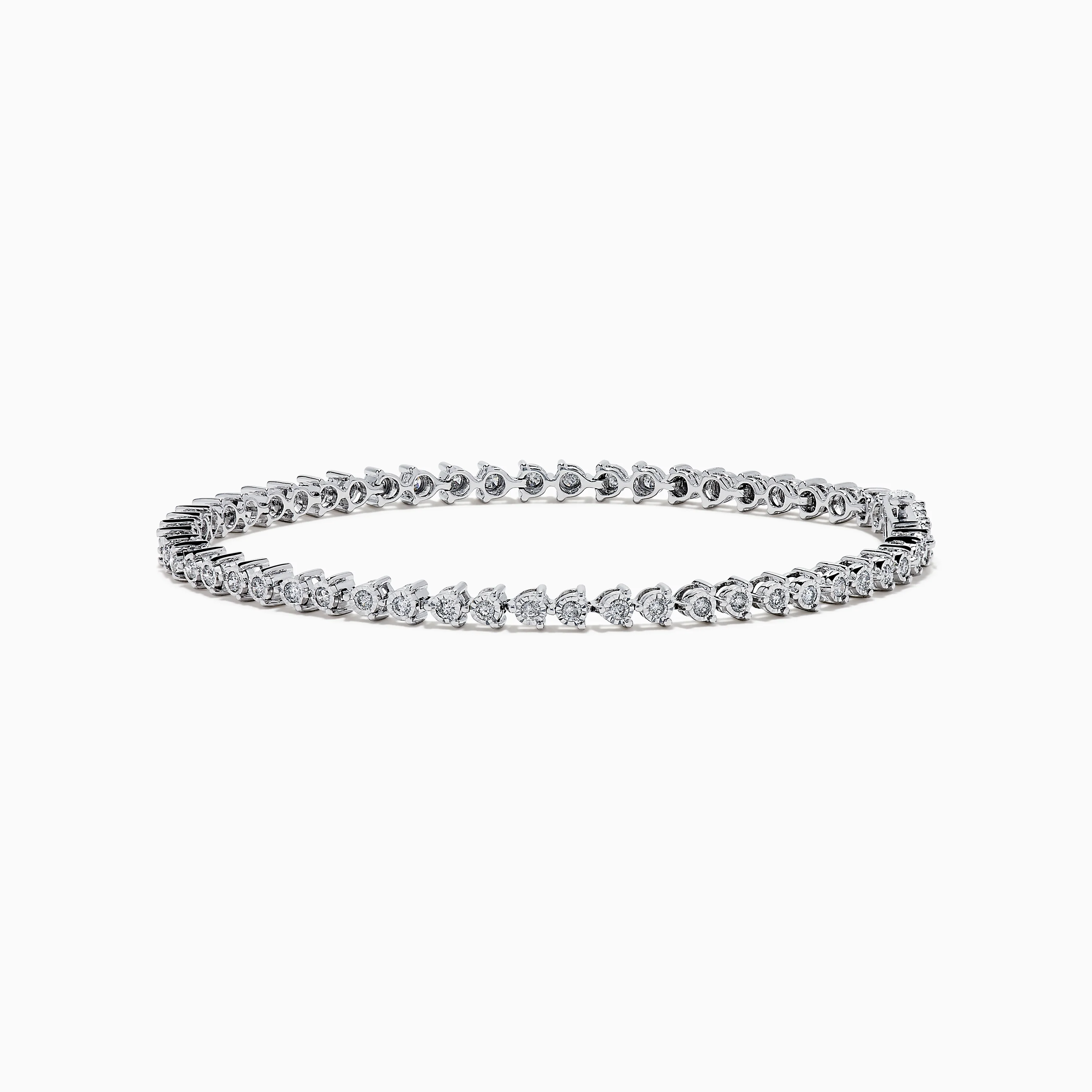 14K White Gold Diamond Miracle Setting Tennis Bracelet