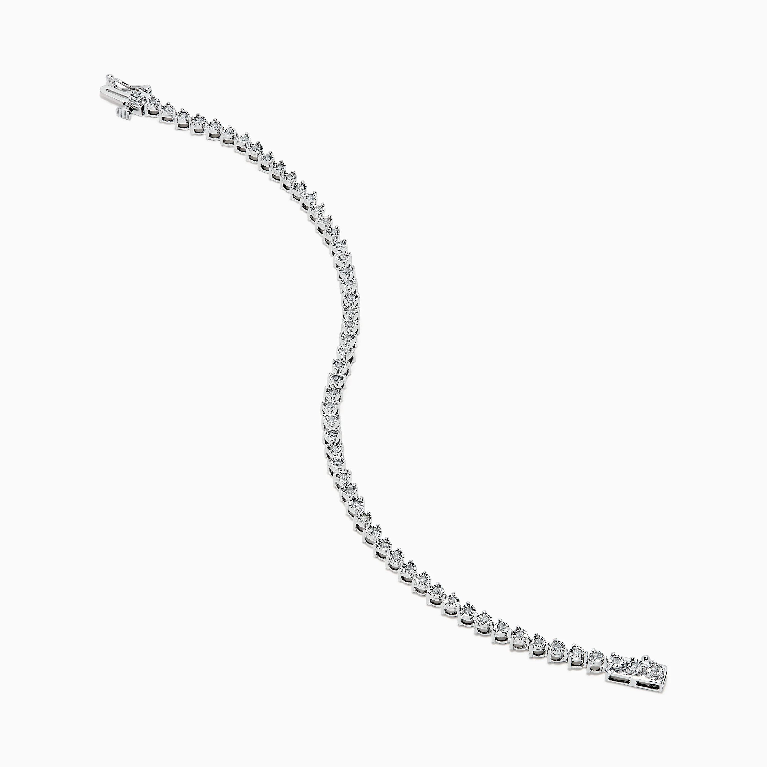 14K White Gold Diamond Miracle Setting Tennis Bracelet - Image 2