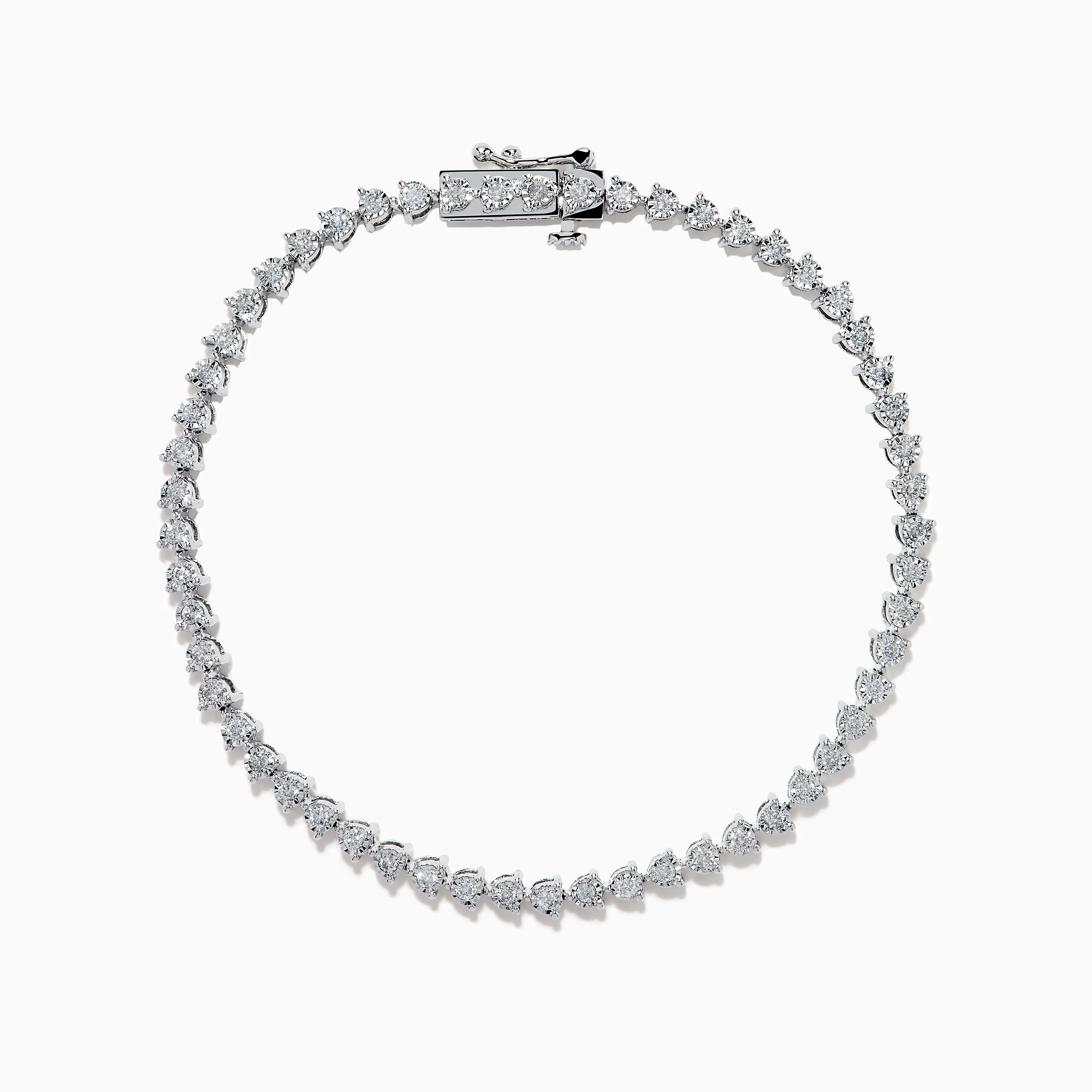 14K White Gold Diamond Miracle Setting Tennis Bracelet - Image 3