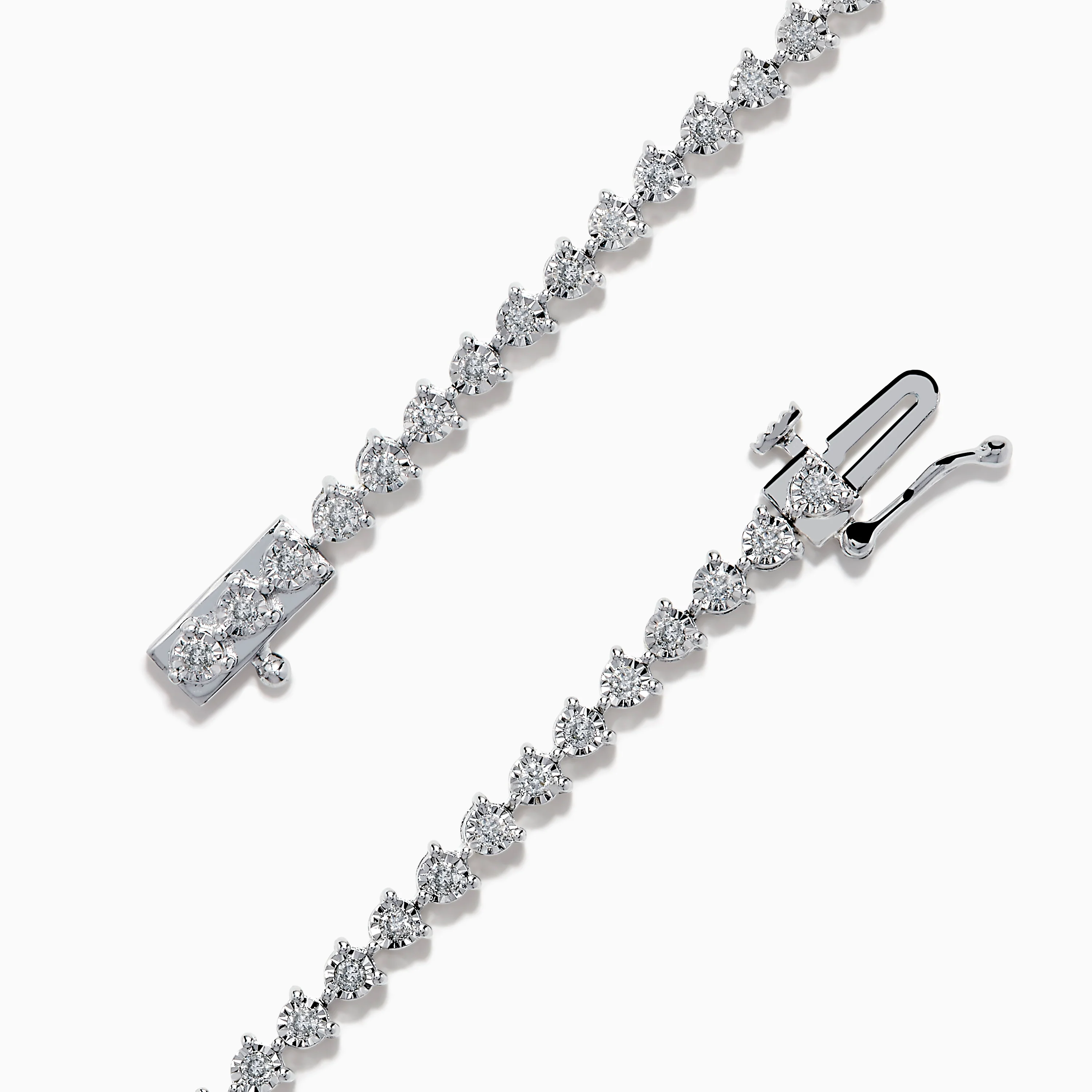 14K White Gold Diamond Miracle Setting Tennis Bracelet - Image 4