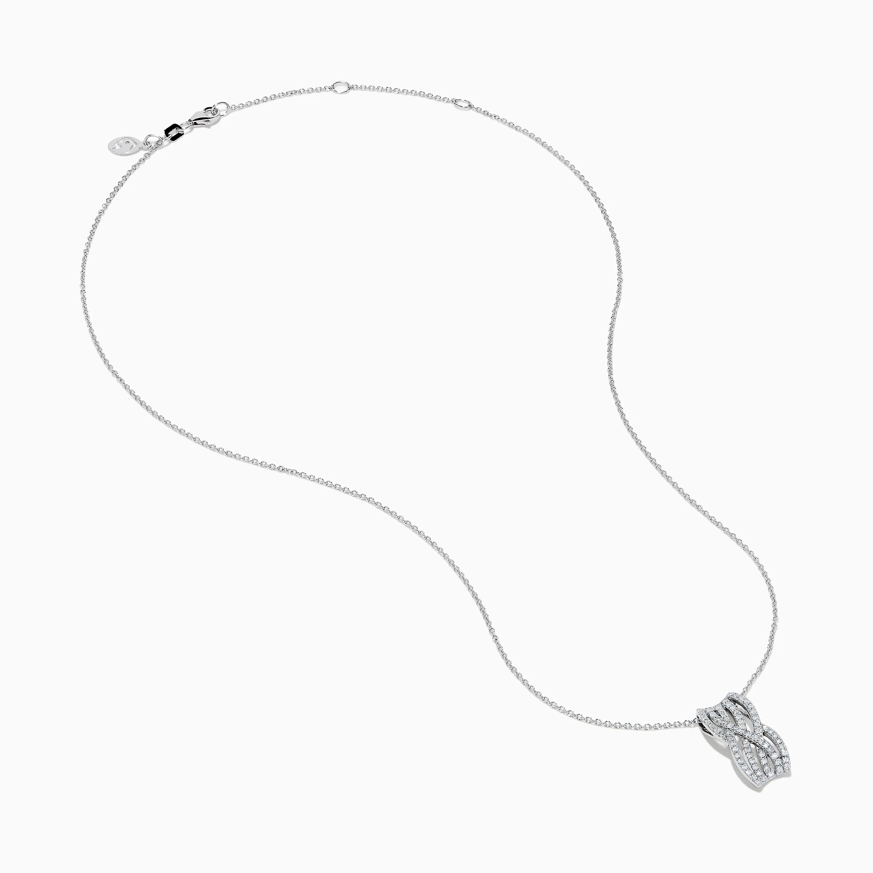 14K White Gold Diamond Multi-Row Crisscross Pendant - Image 2