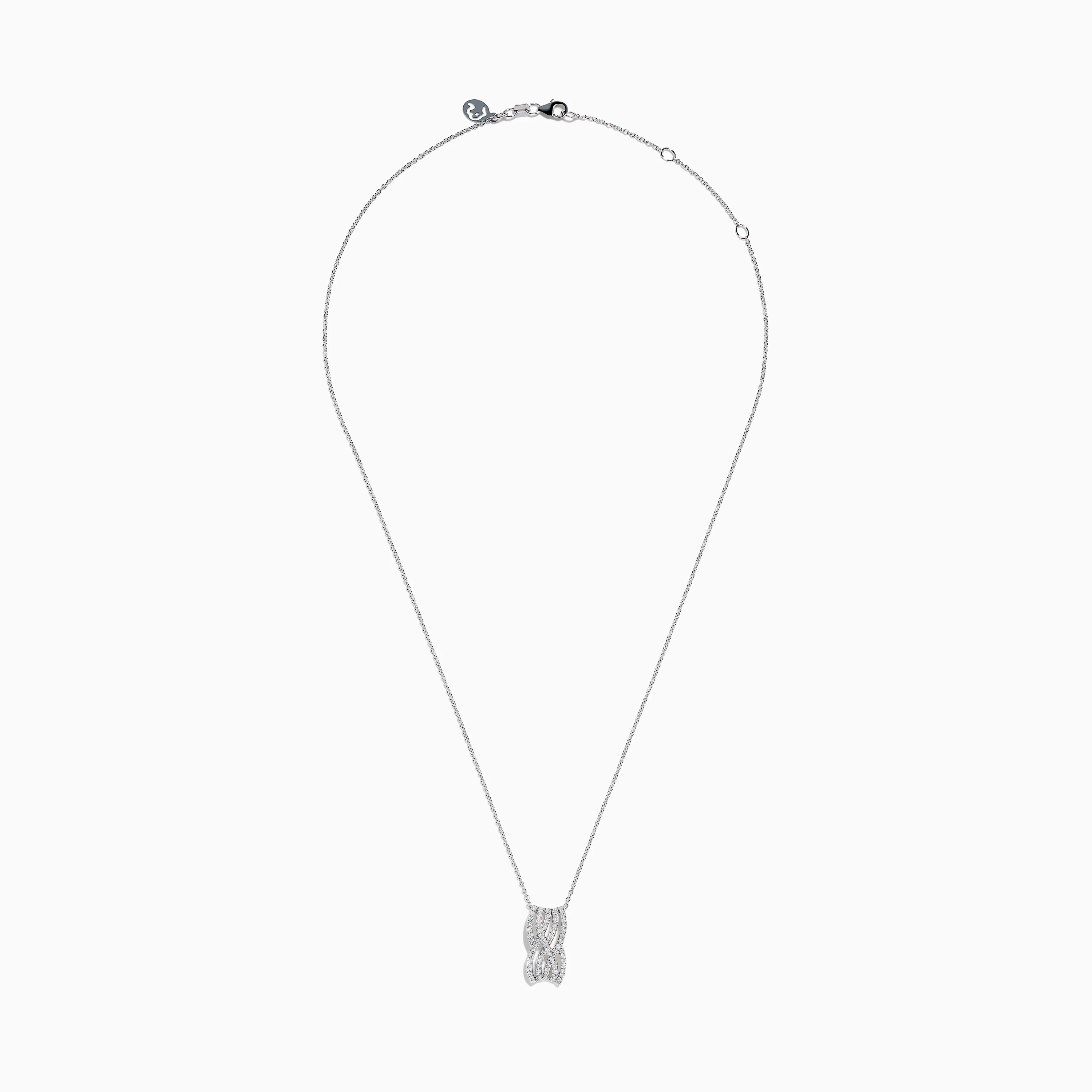 14K White Gold Diamond Multi-Row Crisscross Pendant - Image 3