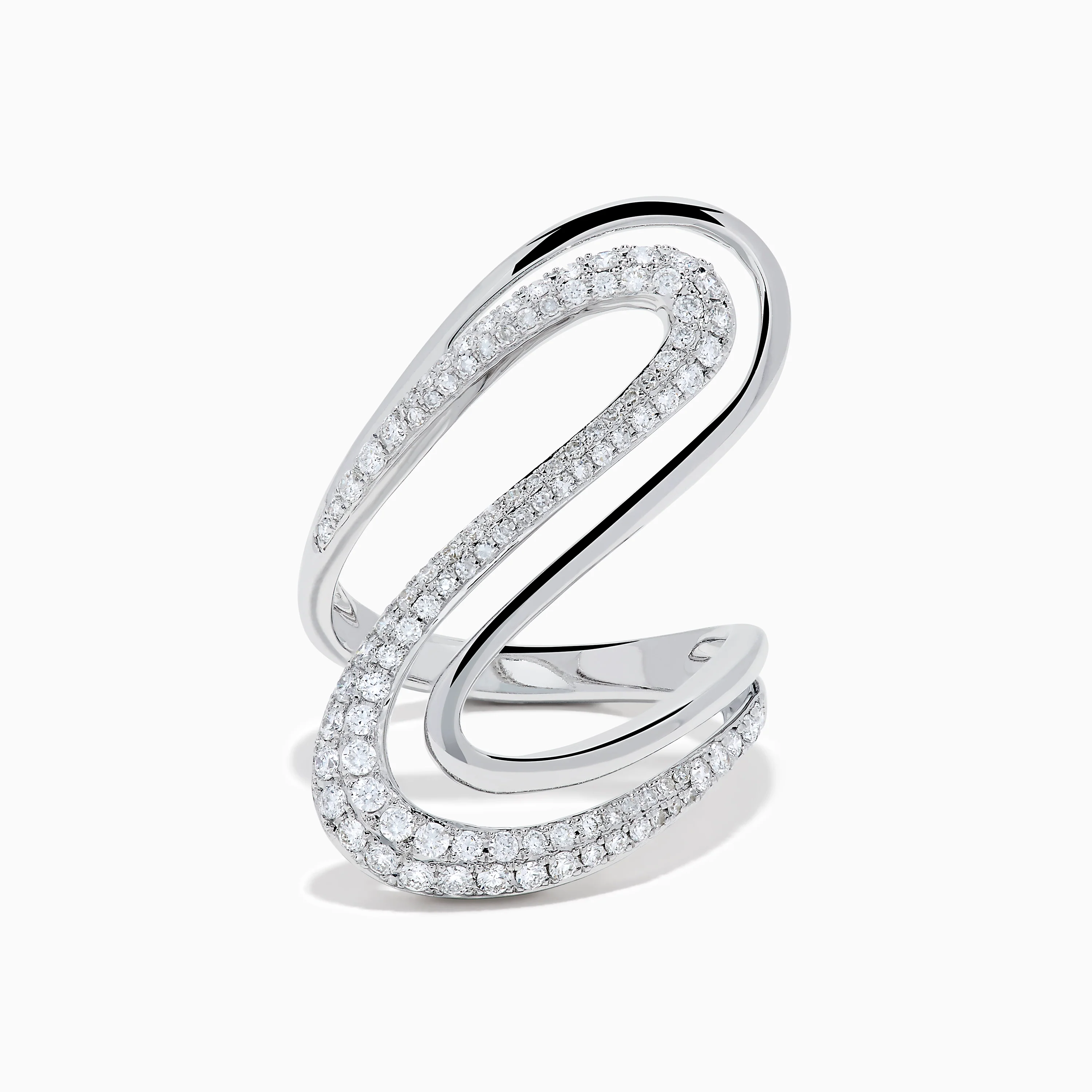 14K White Gold Diamond Open S-Curve Statement Ring