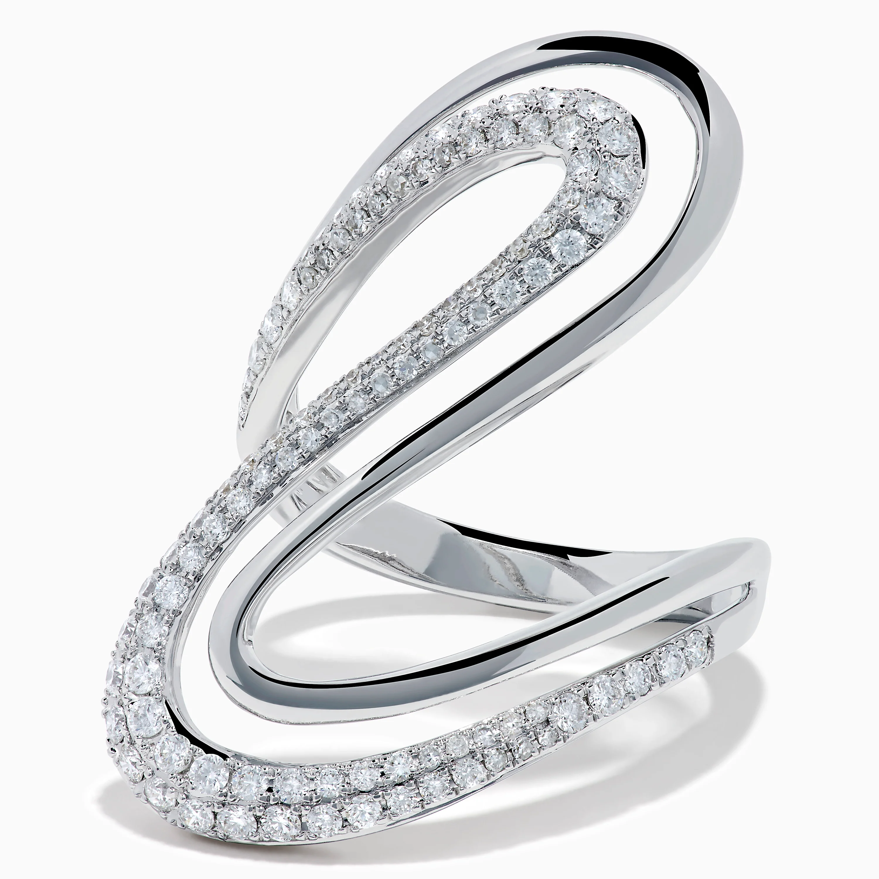14K White Gold Diamond Open S-Curve Statement Ring - Image 2
