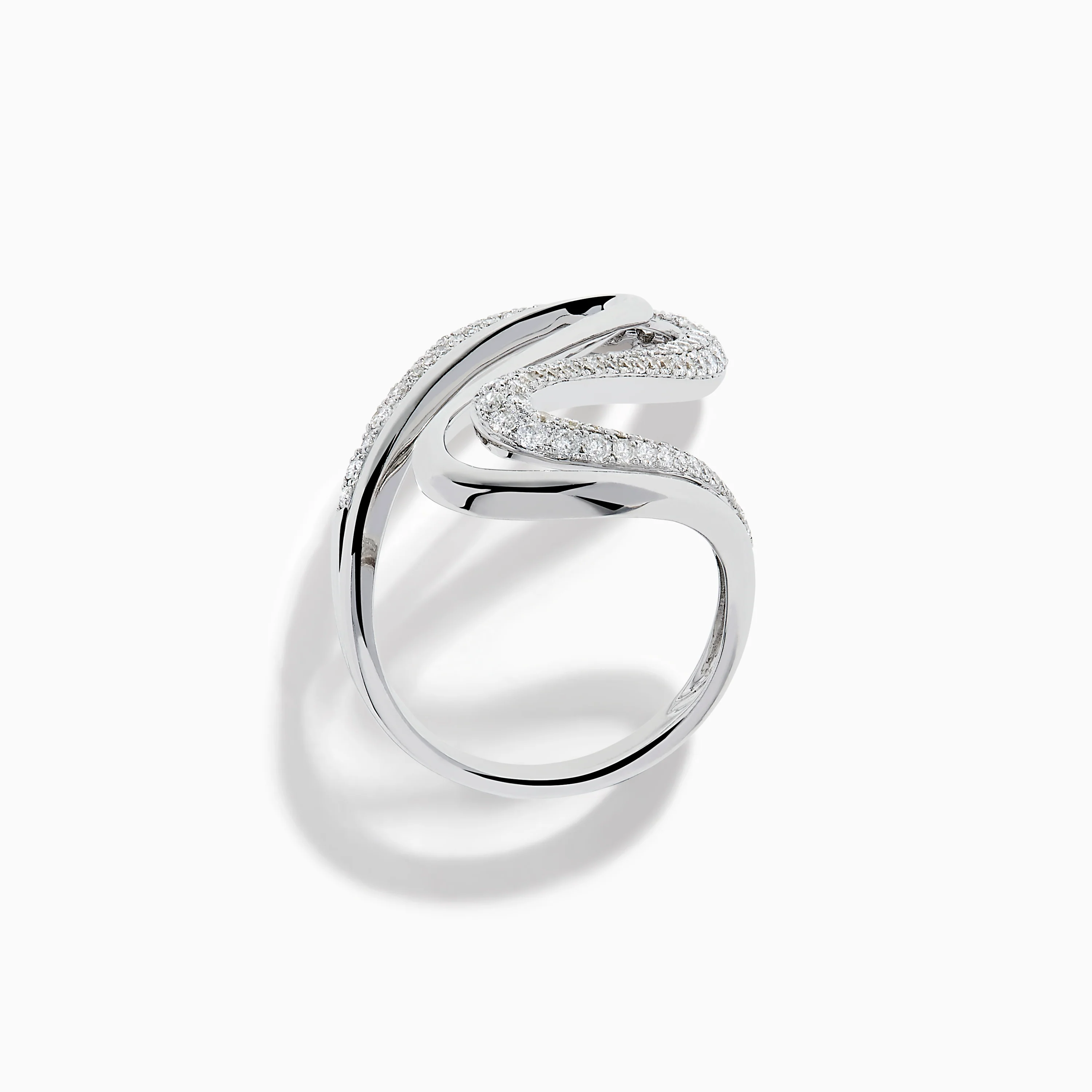 14K White Gold Diamond Open S-Curve Statement Ring - Image 3