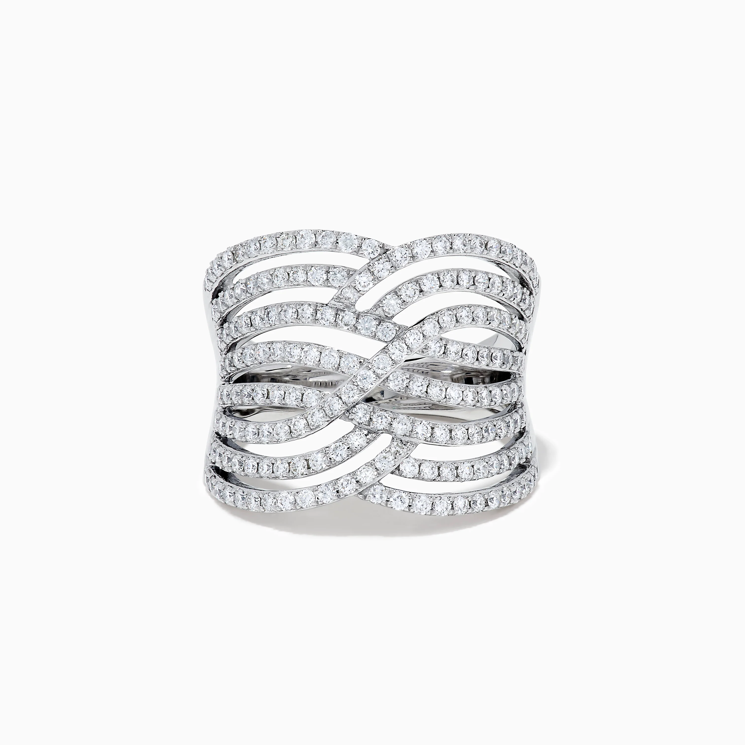 14K White Gold Diamond Pave Multi-Row Infinity Crossover Ring