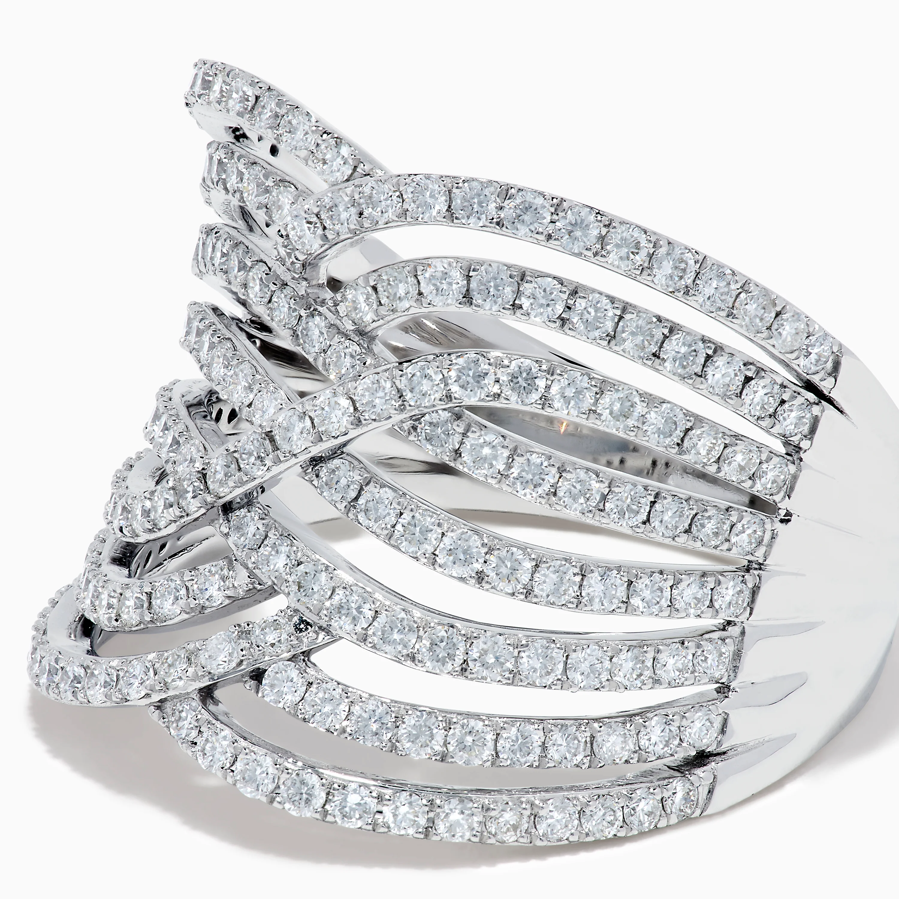 14K White Gold Diamond Pave Multi-Row Infinity Crossover Ring - Image 2