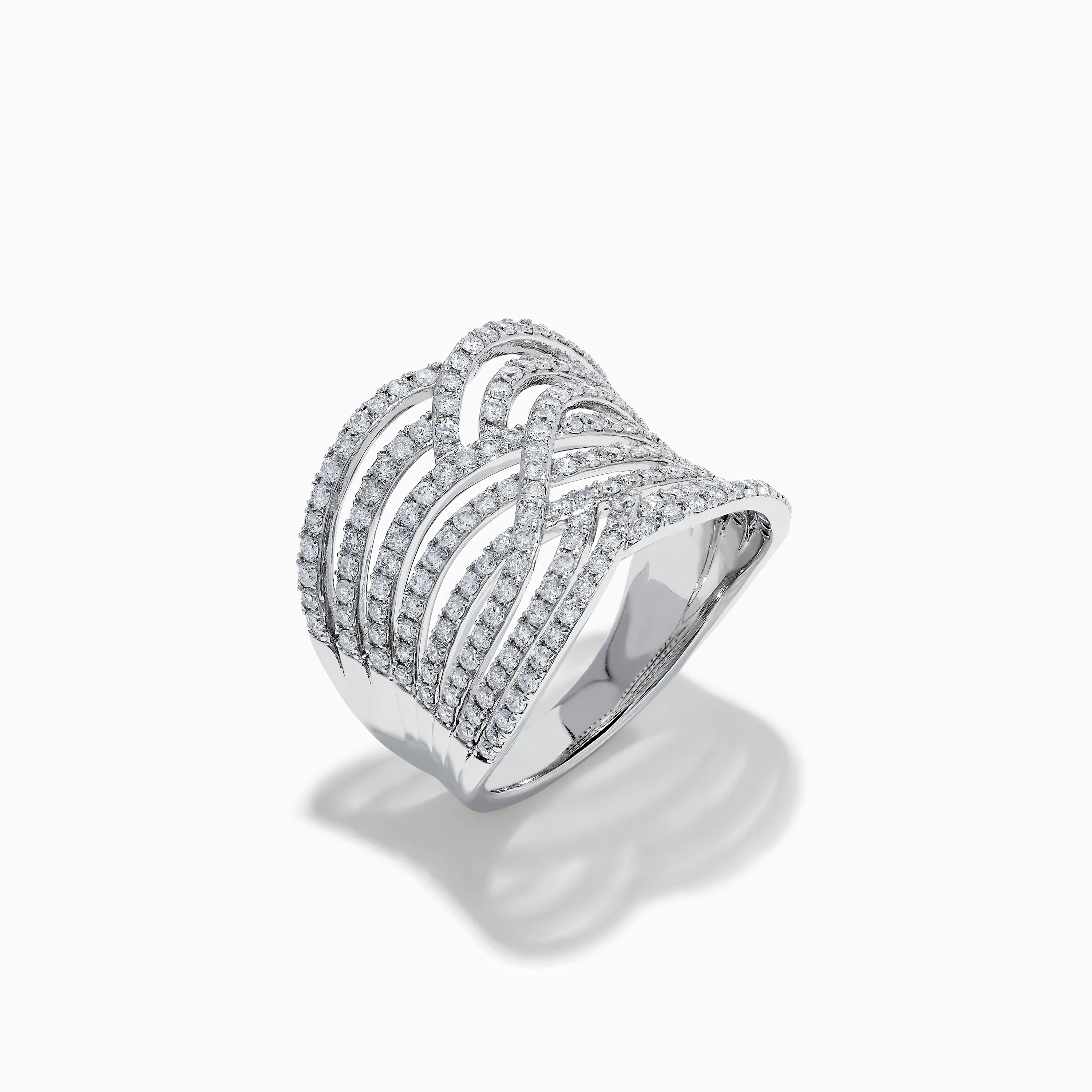 14K White Gold Diamond Pave Multi-Row Infinity Crossover Ring - Image 4