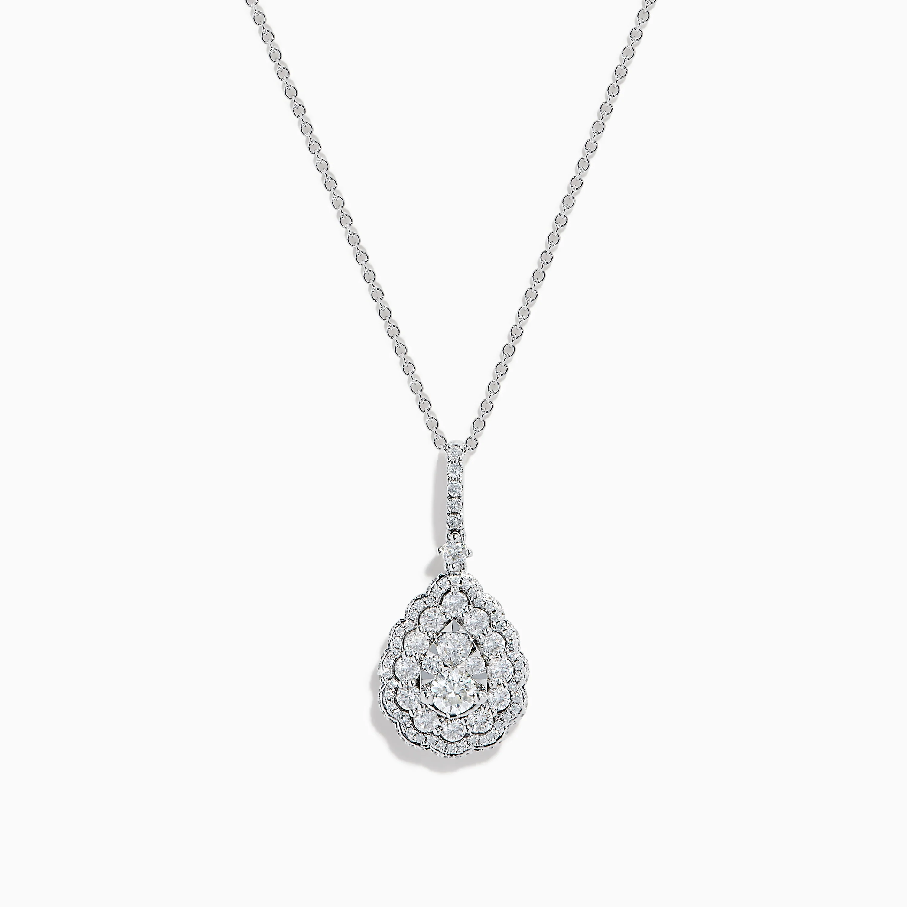 14K White Gold Diamond Pear Cluster Pendant
