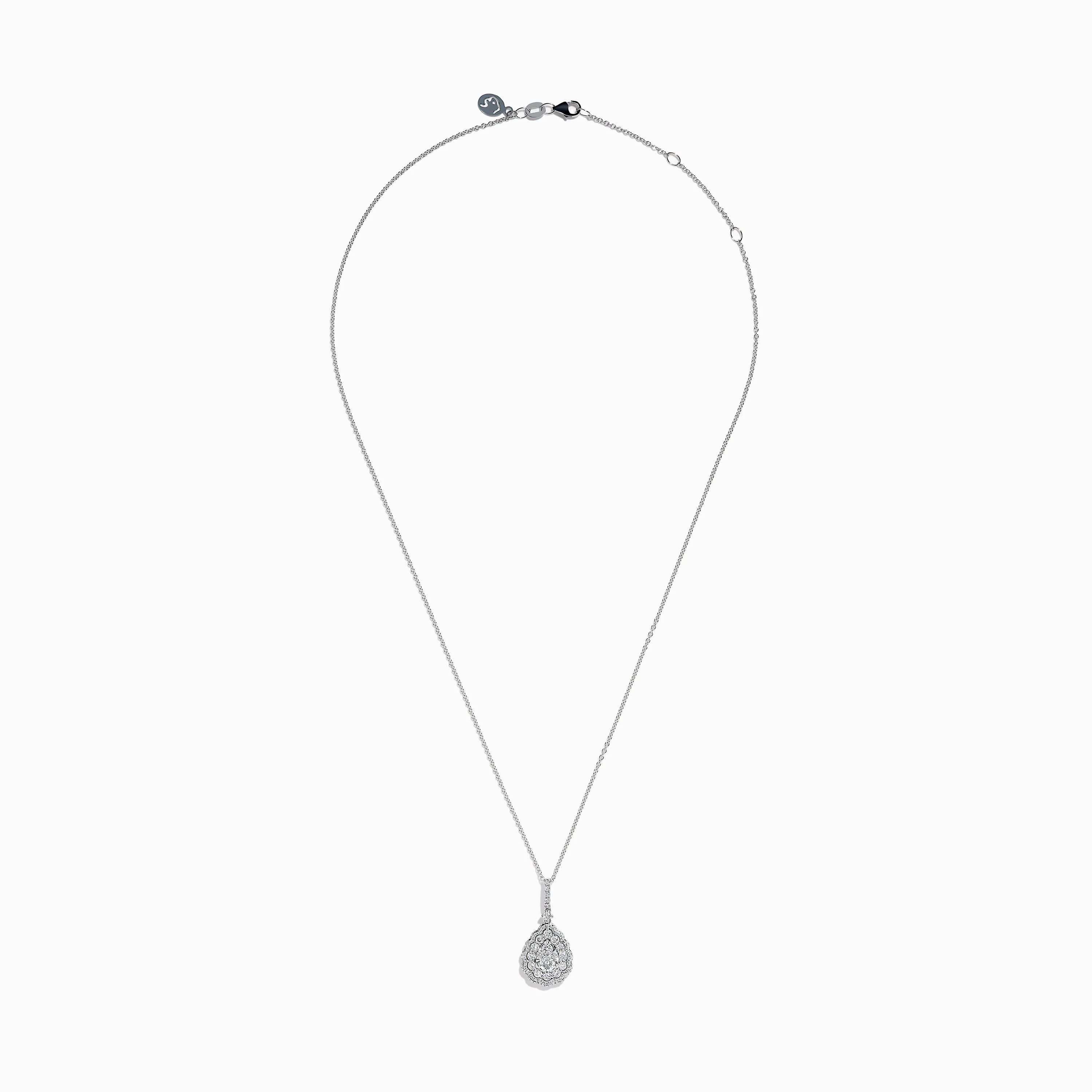 14K White Gold Diamond Pear Cluster Pendant - Image 3