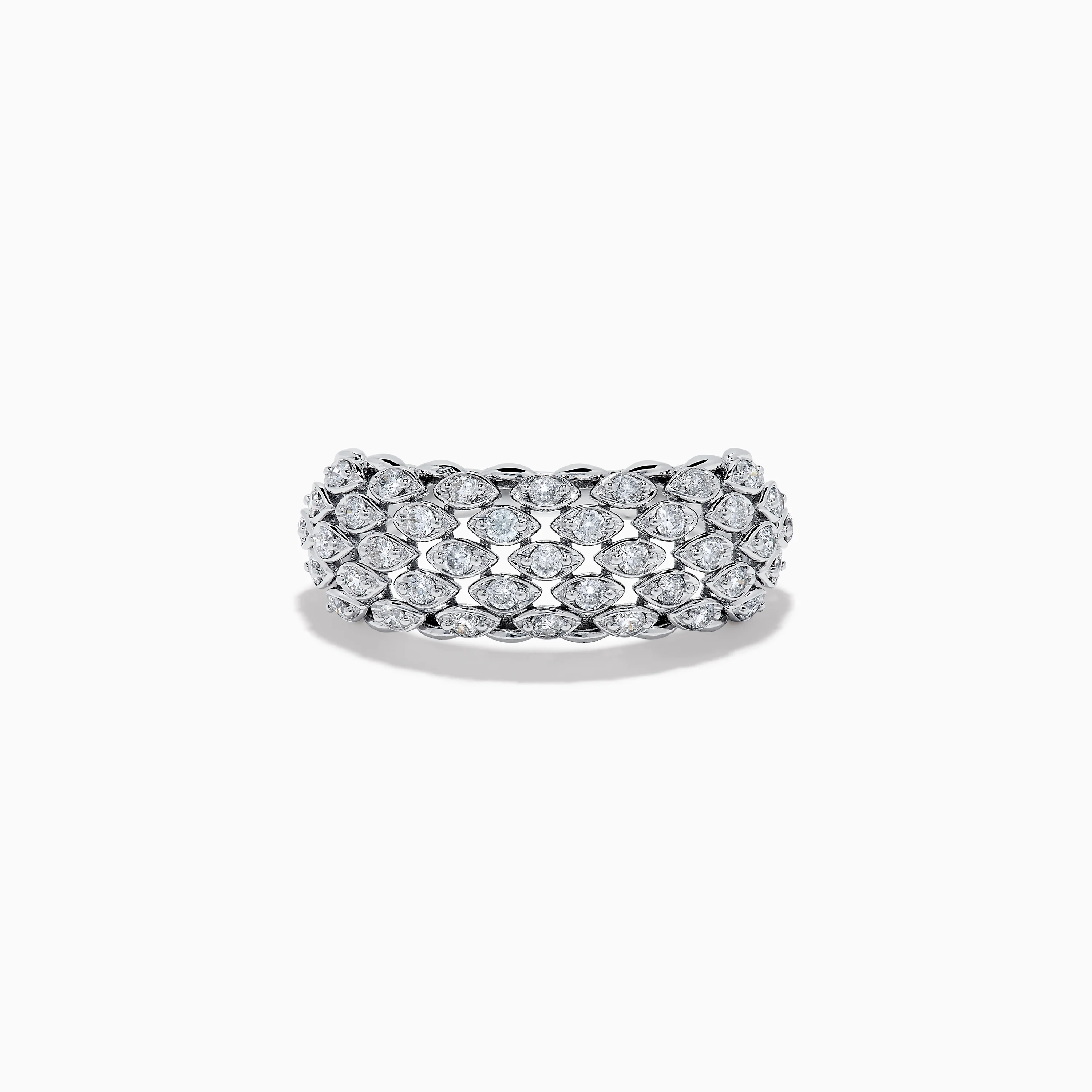 14K White Gold Diamond Wide Band Ring