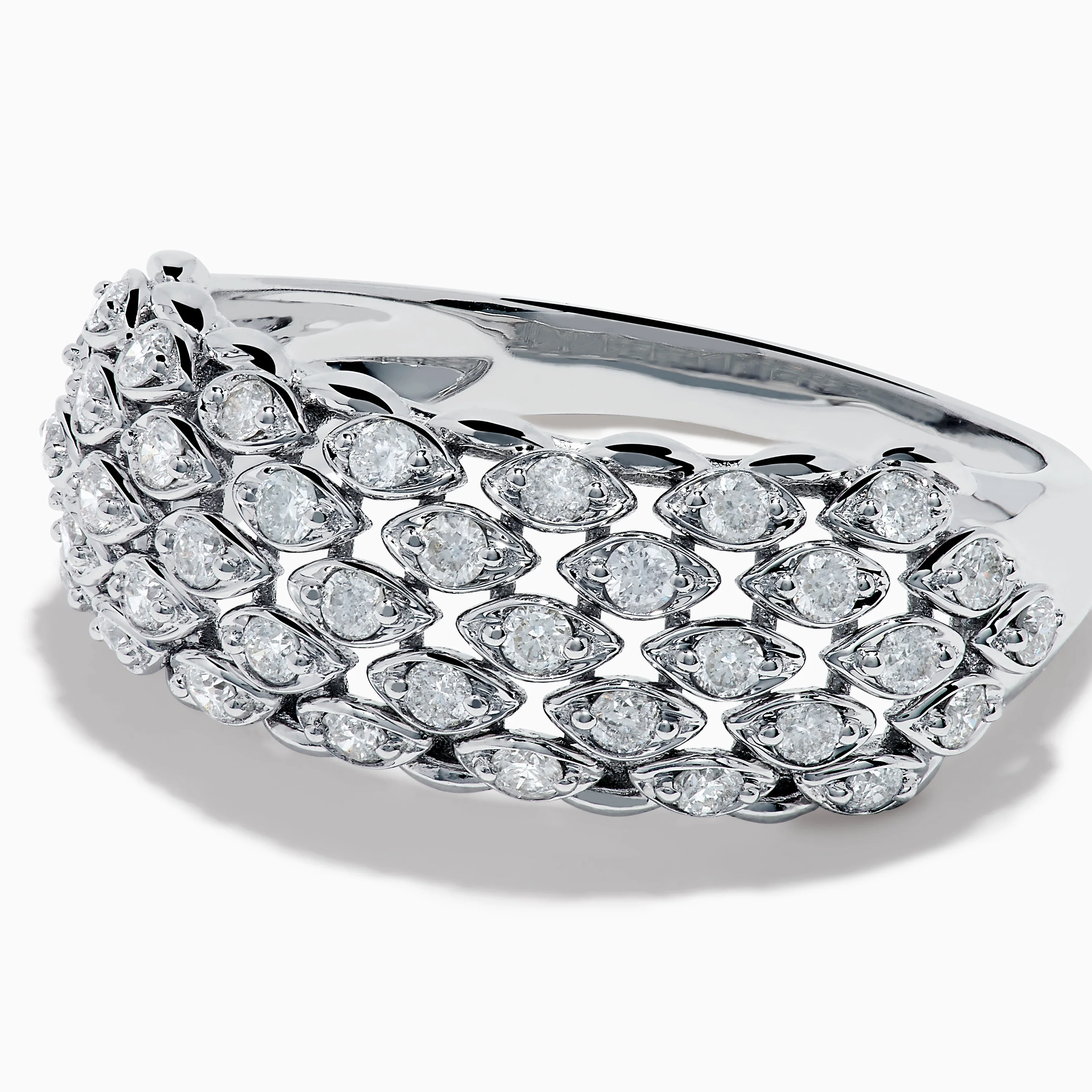 14K White Gold Diamond Wide Band Ring - Image 2