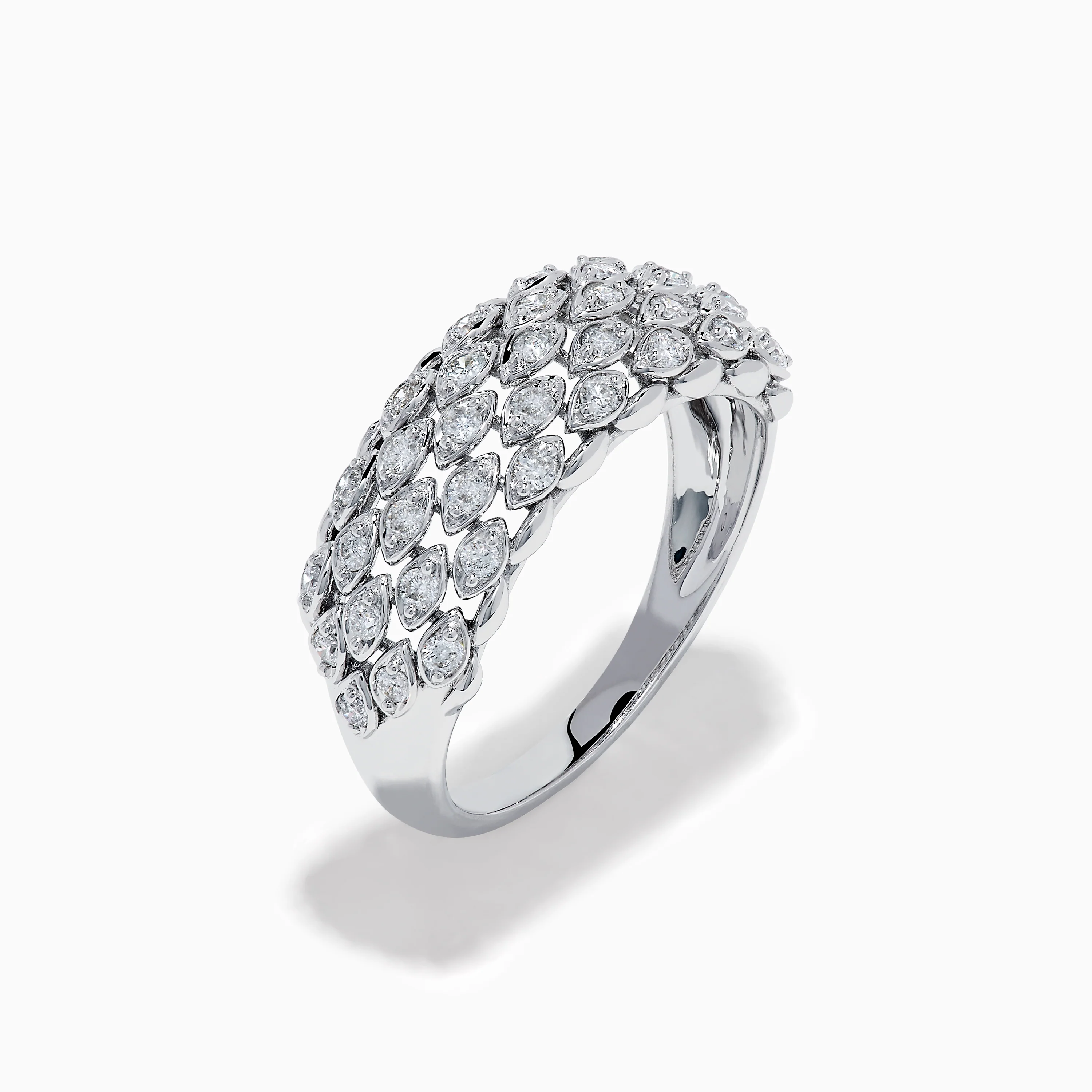 14K White Gold Diamond Wide Band Ring - Image 4