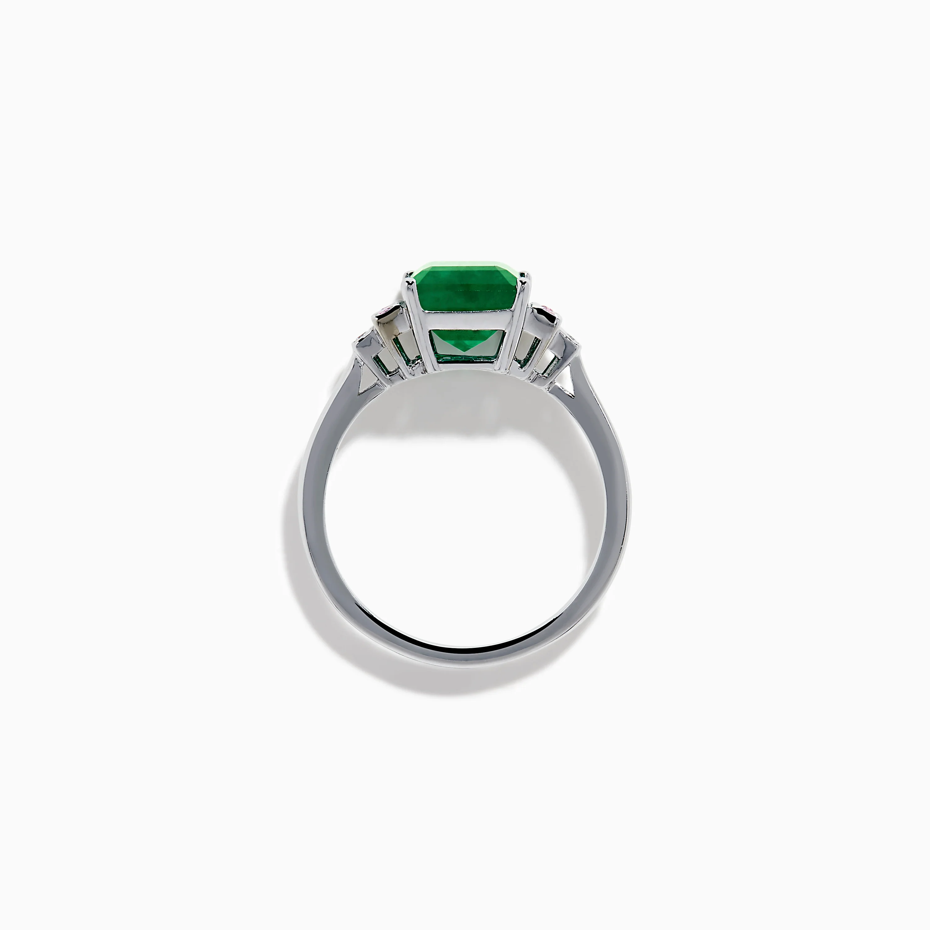 14K White Gold Emerald, Pink Sapphire, and Diamond Ring - Image 3