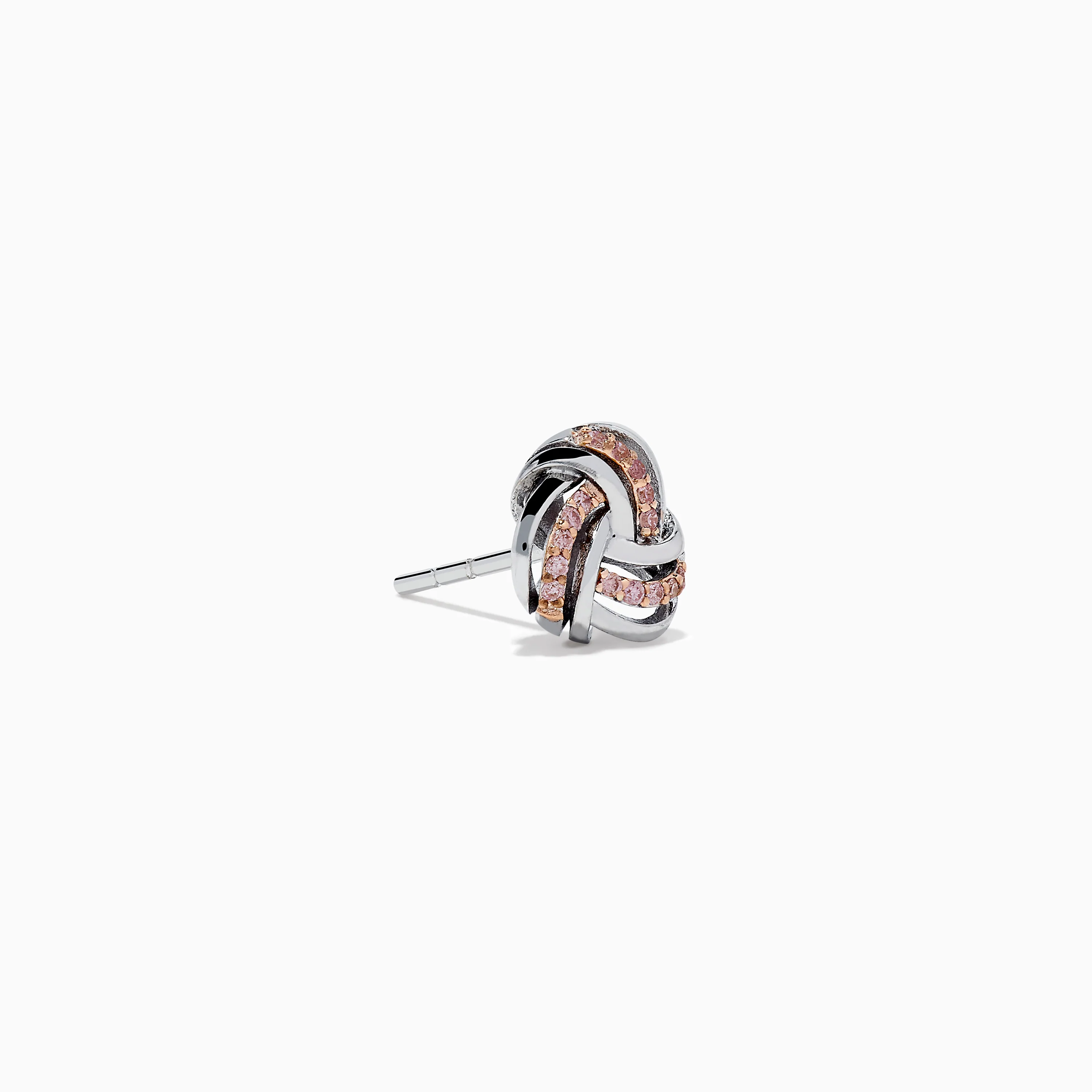 14K White Gold Pink Diamond Love Knot Earrings - Image 3