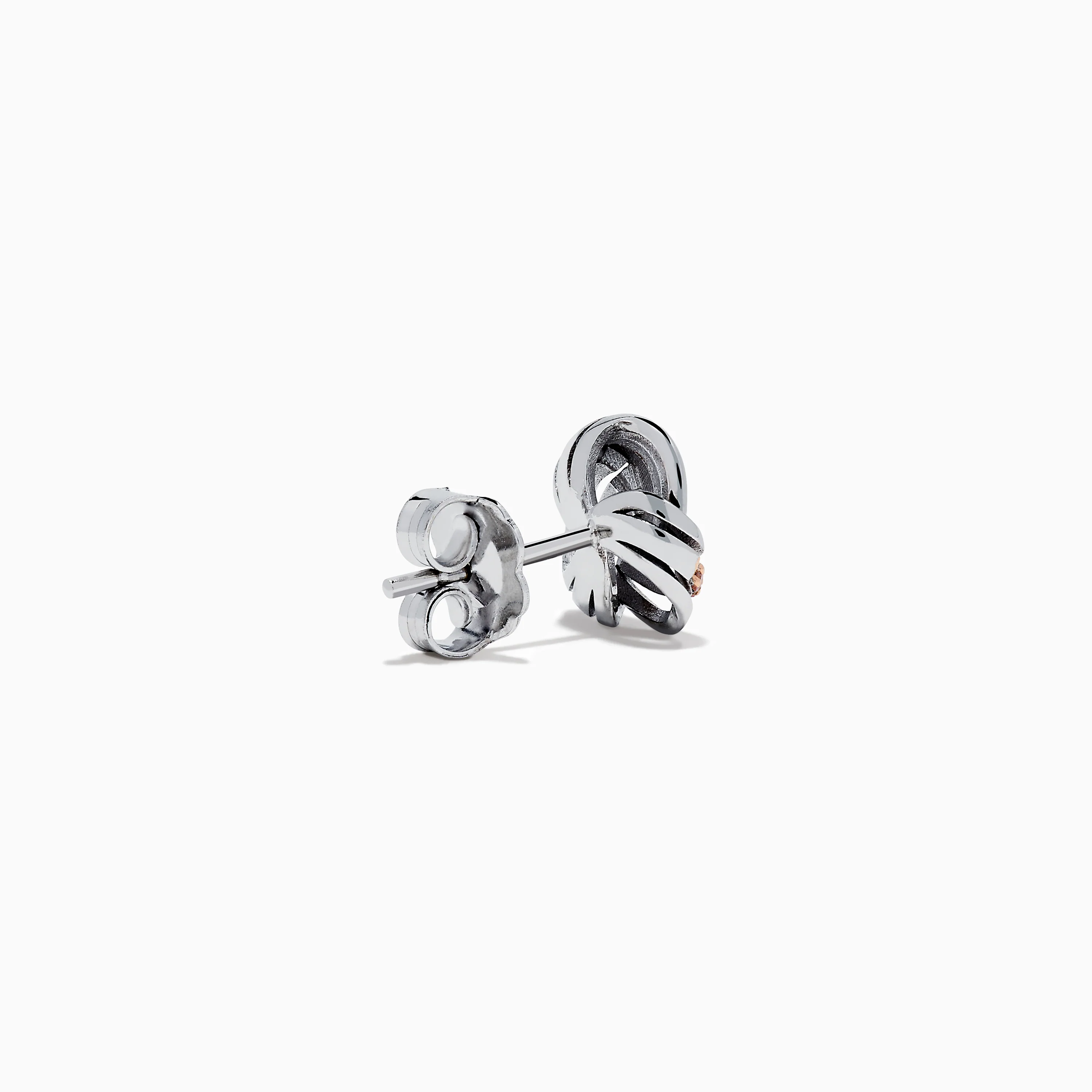 14K White Gold Pink Diamond Love Knot Earrings - Image 4