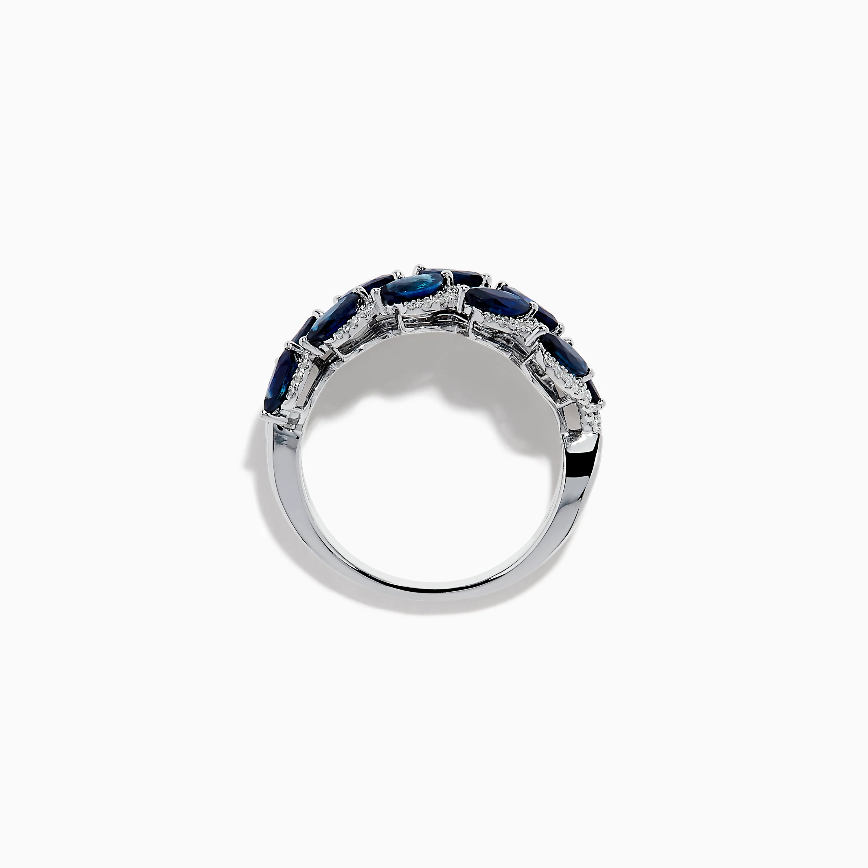 14K White Gold Sapphire and Diamond Leaf Motif Ring - Image 3