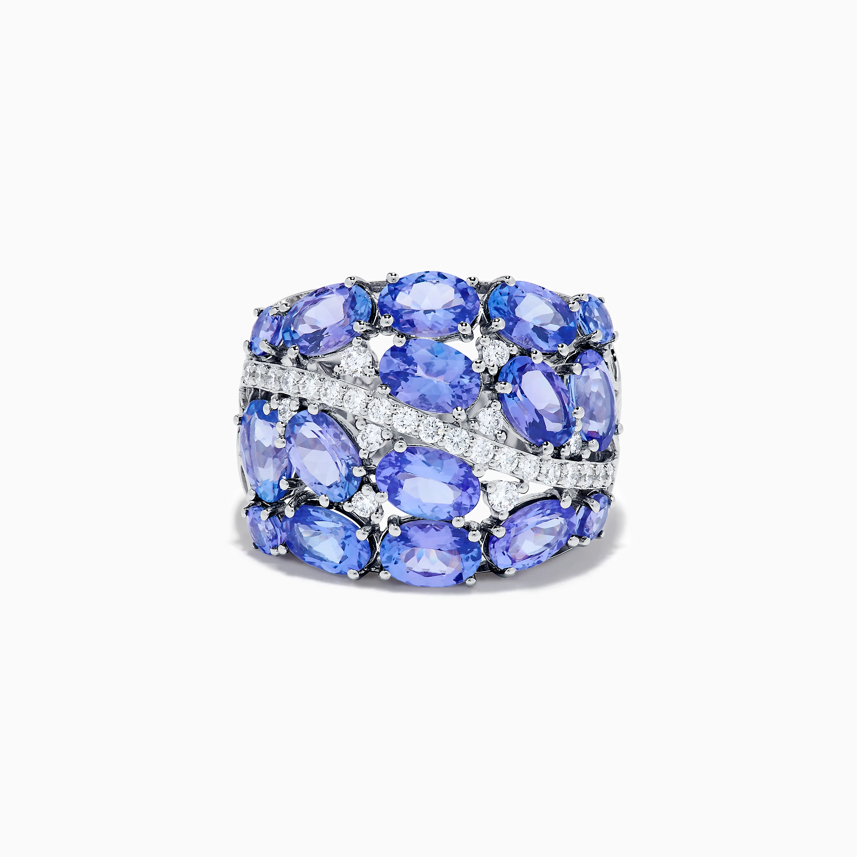 14K White Gold Tanzanite and Diamond Statement Ring