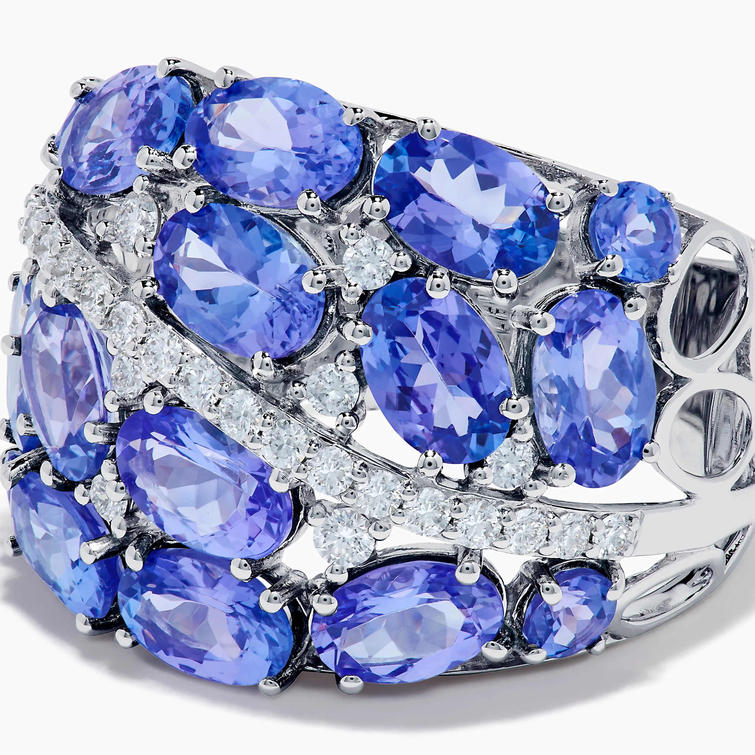14K White Gold Tanzanite and Diamond Statement Ring - Image 2